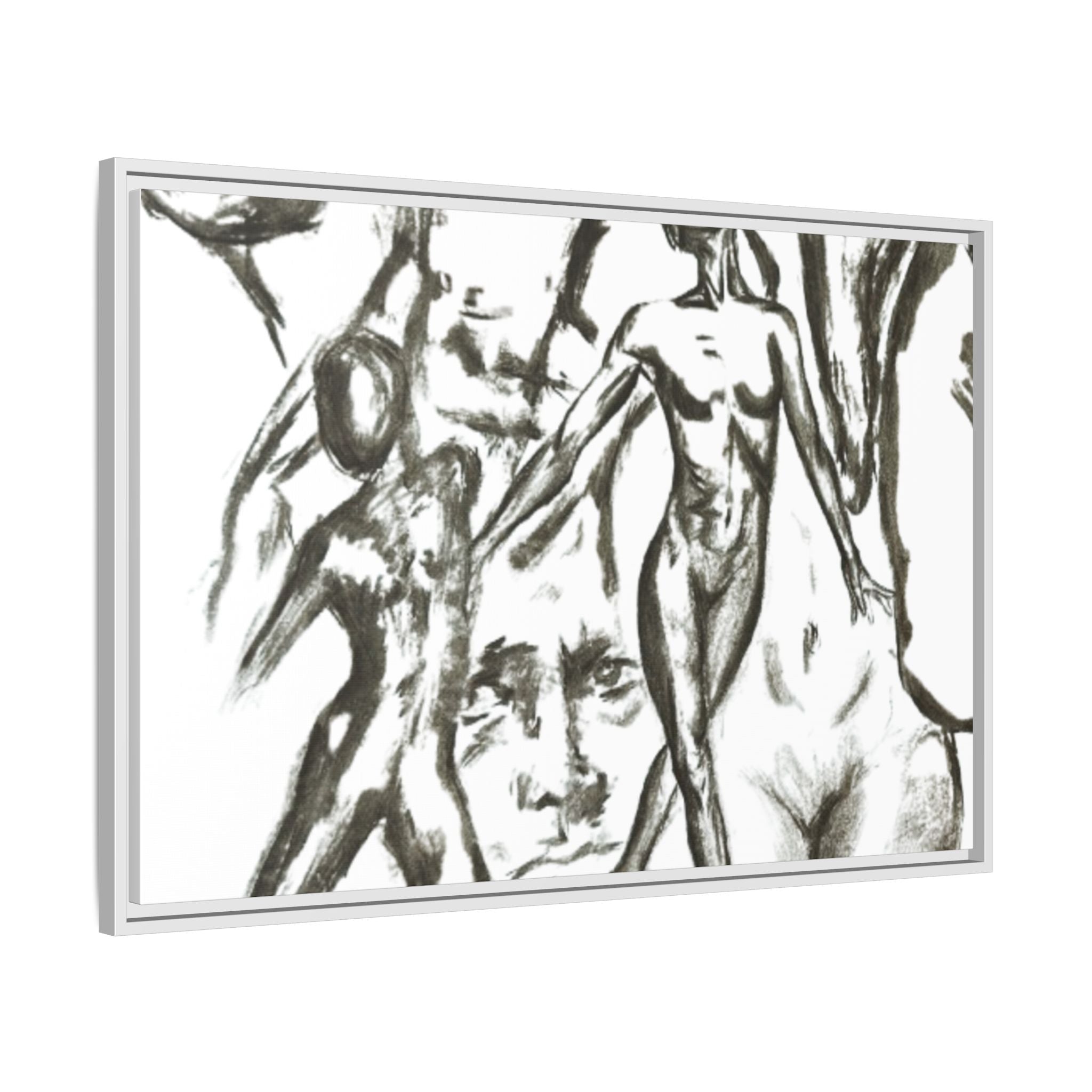 "The Figures" Abstract Matte Canvas Framed Wall Art