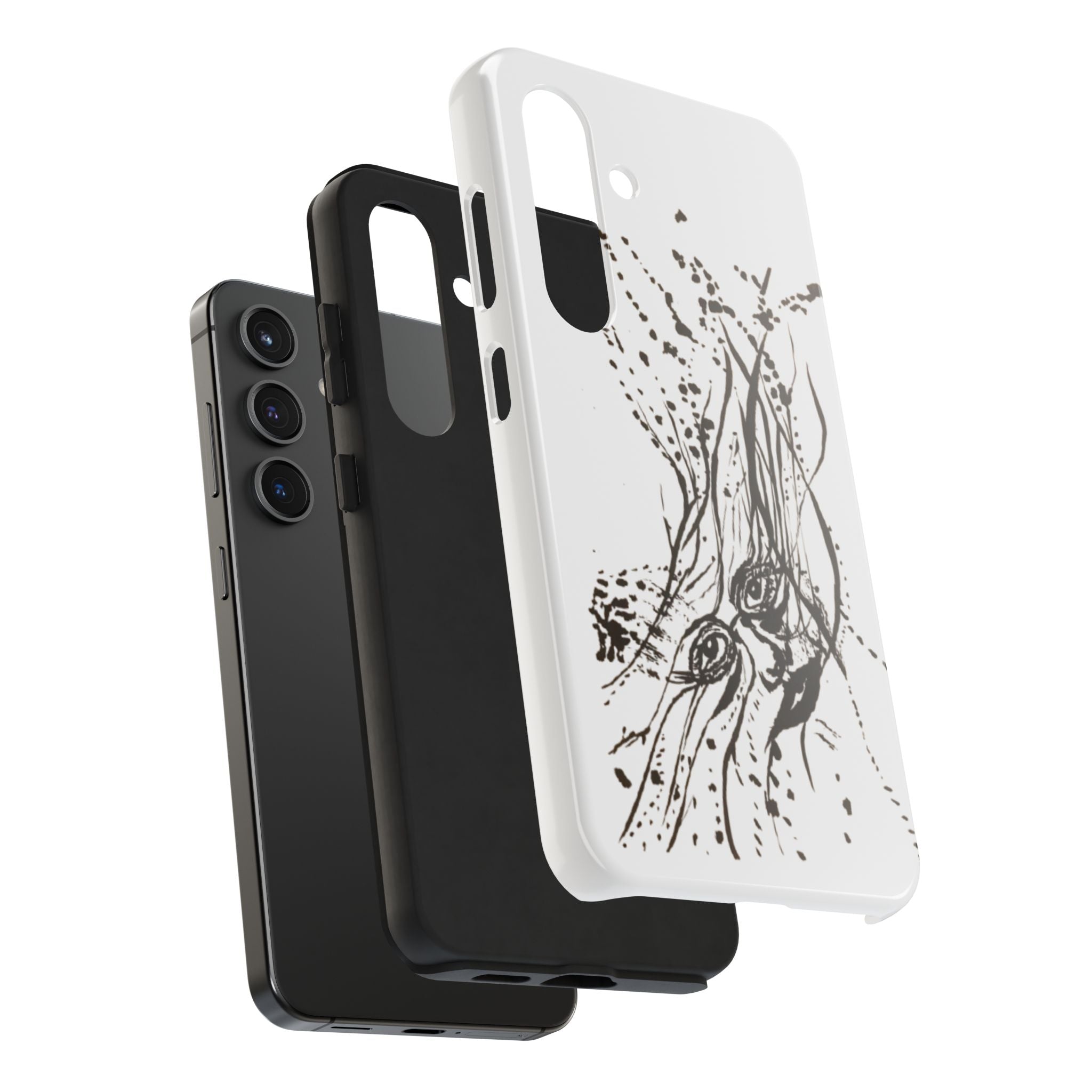 "Ink Face" Tough Phone Case — Abstract Ink Sketch Protective Cover