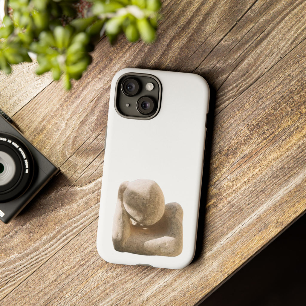 "Leaning Man" Phone Case — Minimalist Thoughtful Stone Sculpture Design