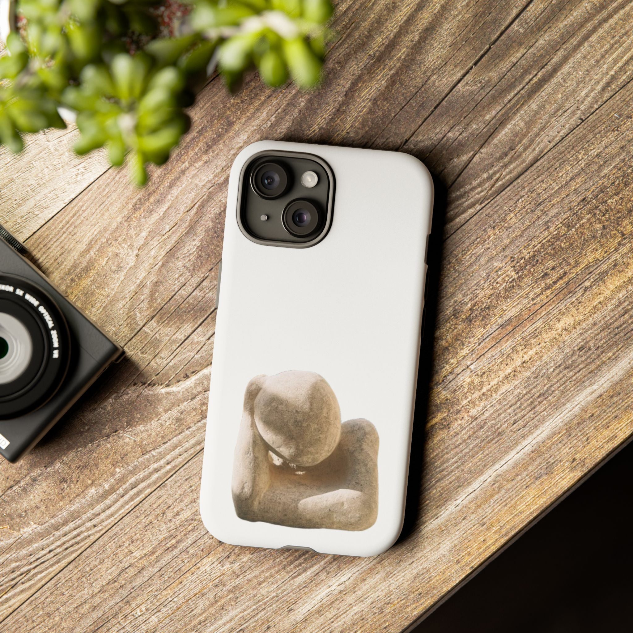 "Leaning Man" Phone Case — Minimalist Thoughtful Stone Sculpture Design