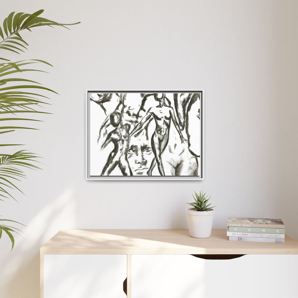 "The Figures" Abstract Matte Canvas Framed Wall Art