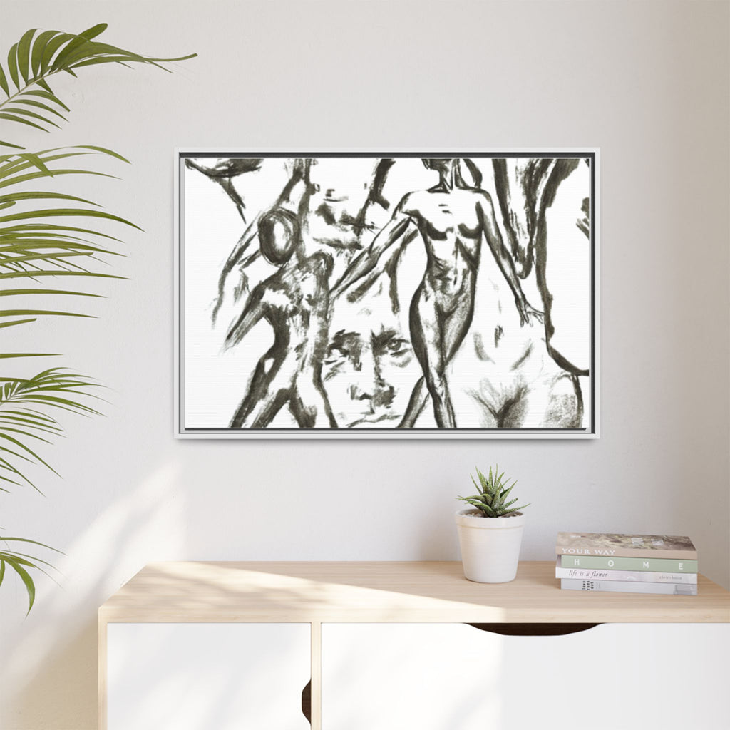 "The Figures" Abstract Matte Canvas Framed Wall Art