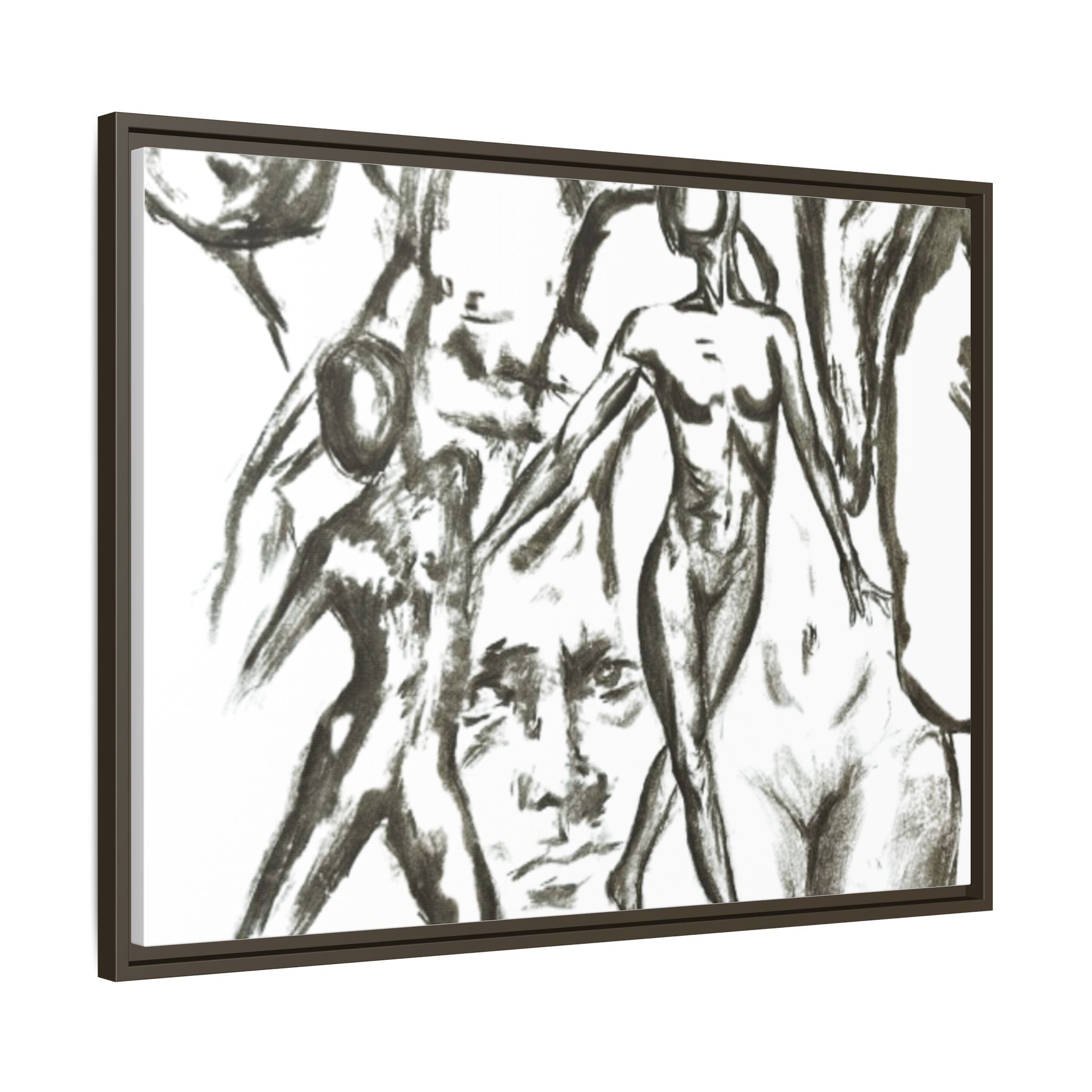 "The Figures" Abstract Matte Canvas Framed Wall Art