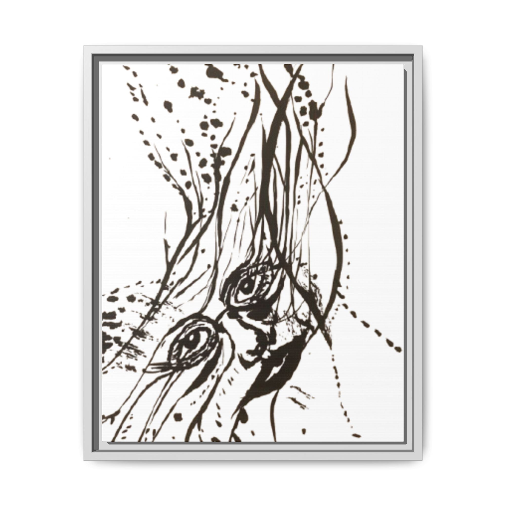 "The Ink Face" Framed Canvas Abstract Face Art Print