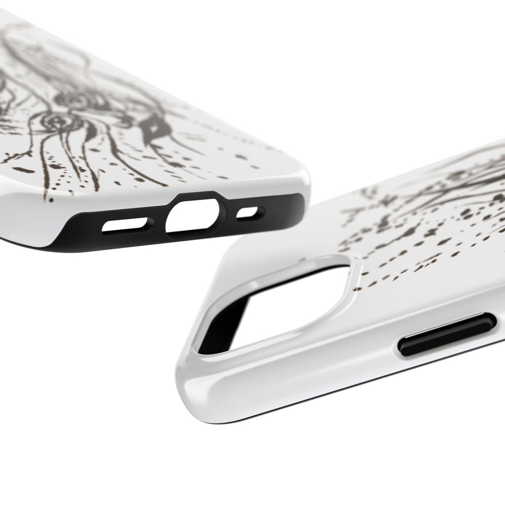 "Ink Face" Tough Phone Case — Abstract Ink Sketch Protective Cover