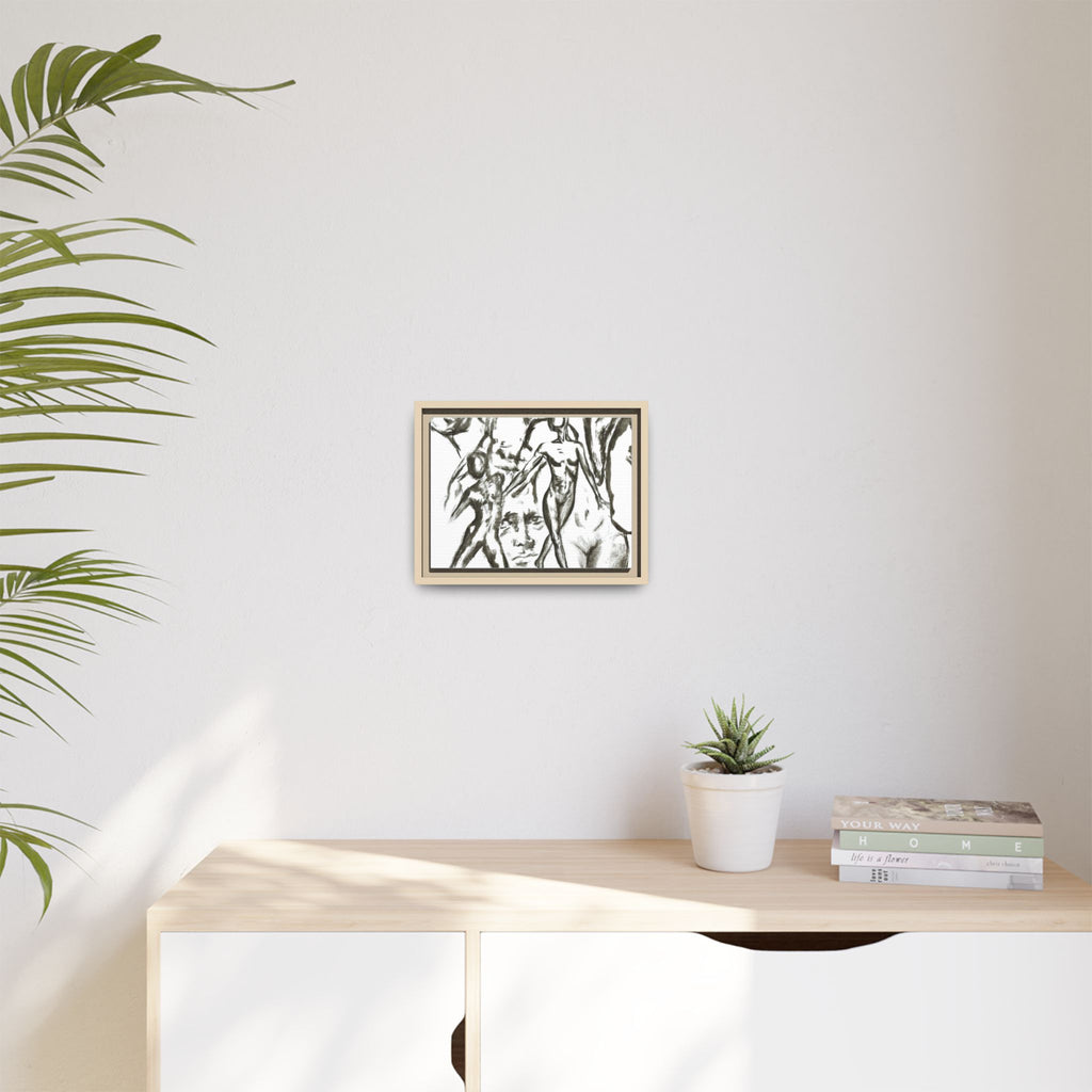 "The Figures" Abstract Matte Canvas Framed Wall Art