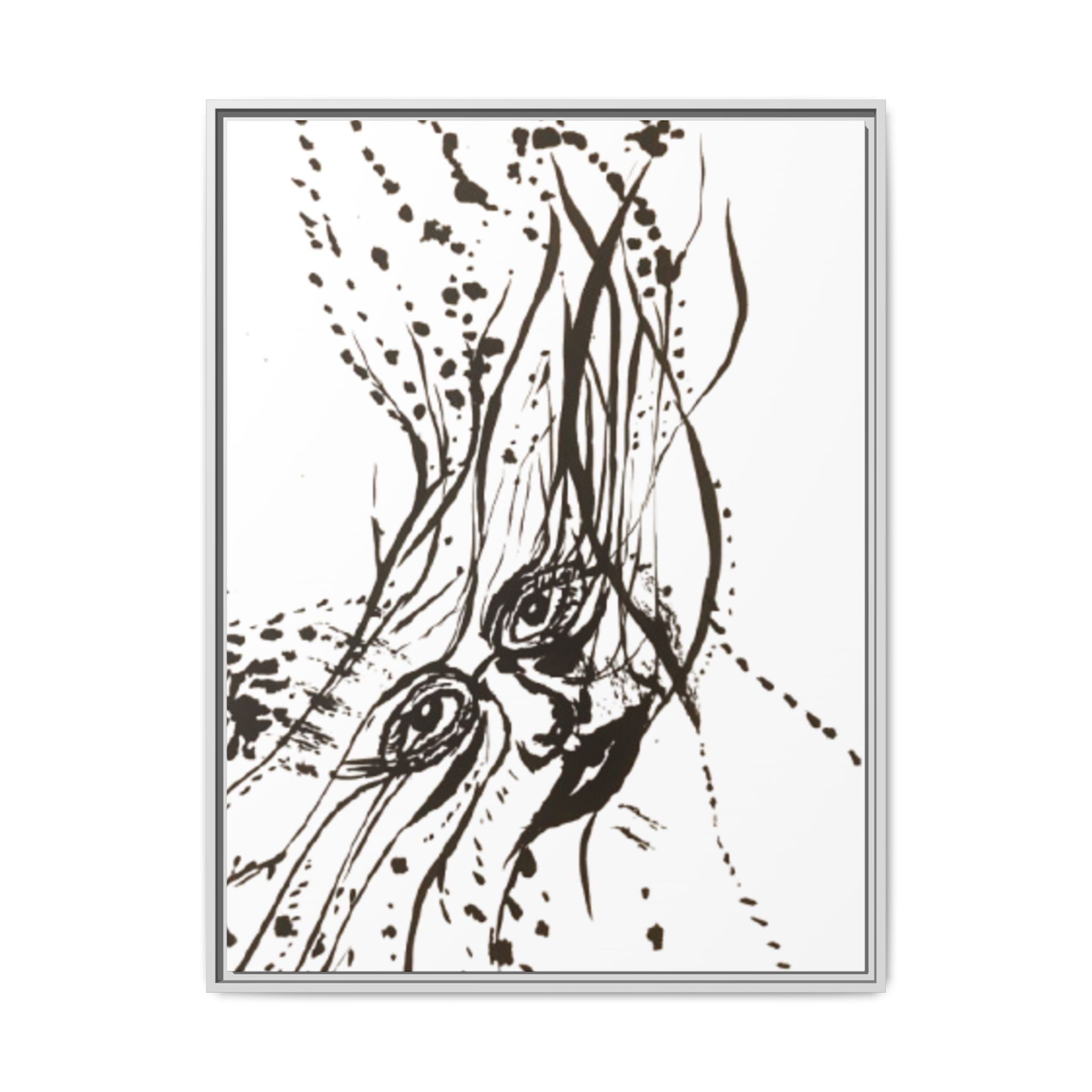 "The Ink Face" Framed Canvas Abstract Face Art Print
