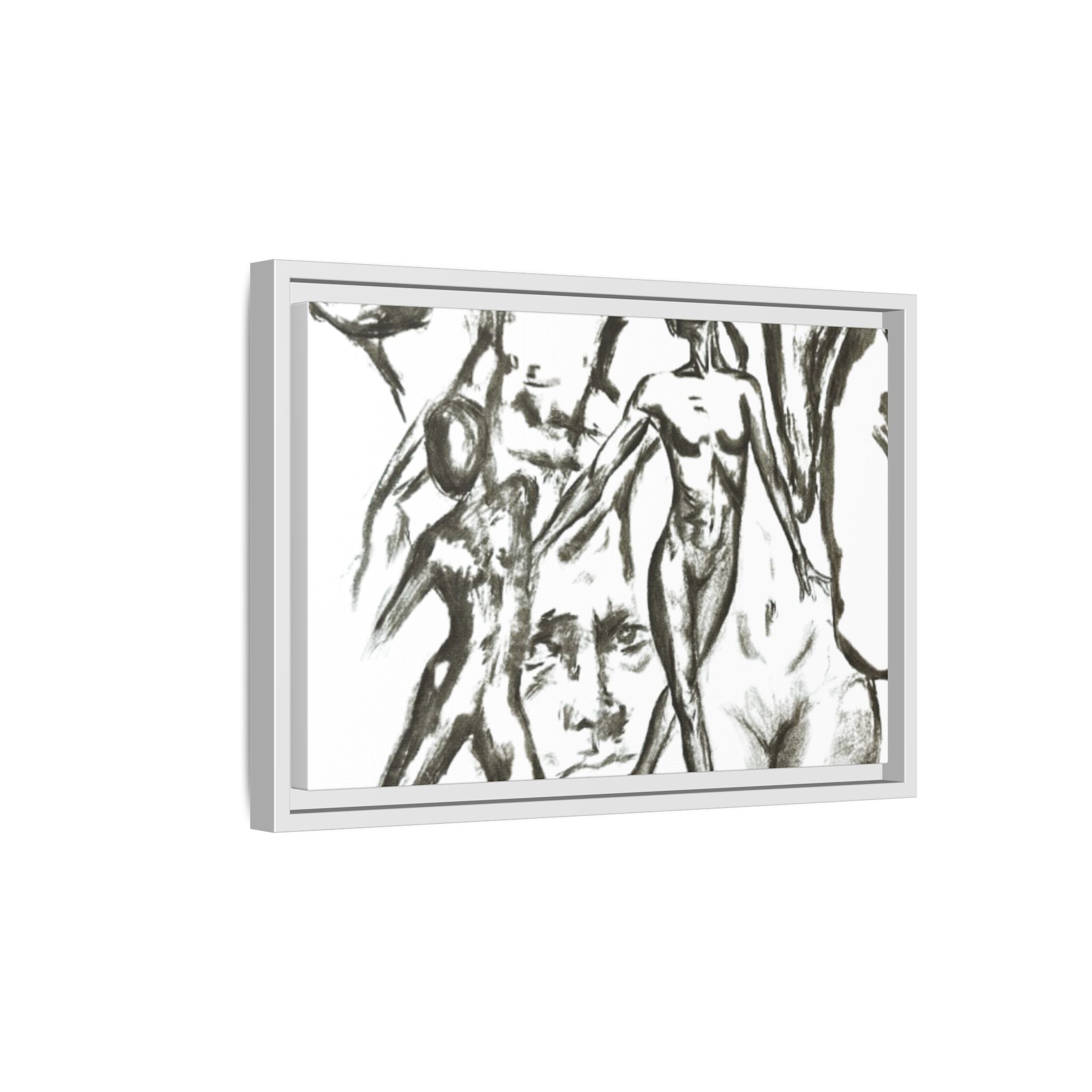 "The Figures" Abstract Matte Canvas Framed Wall Art