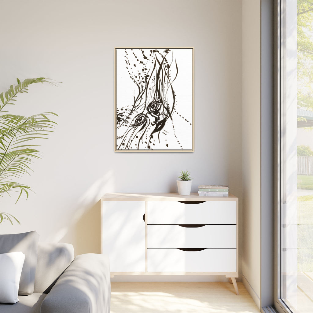"The Ink Face" Framed Canvas Abstract Face Art Print
