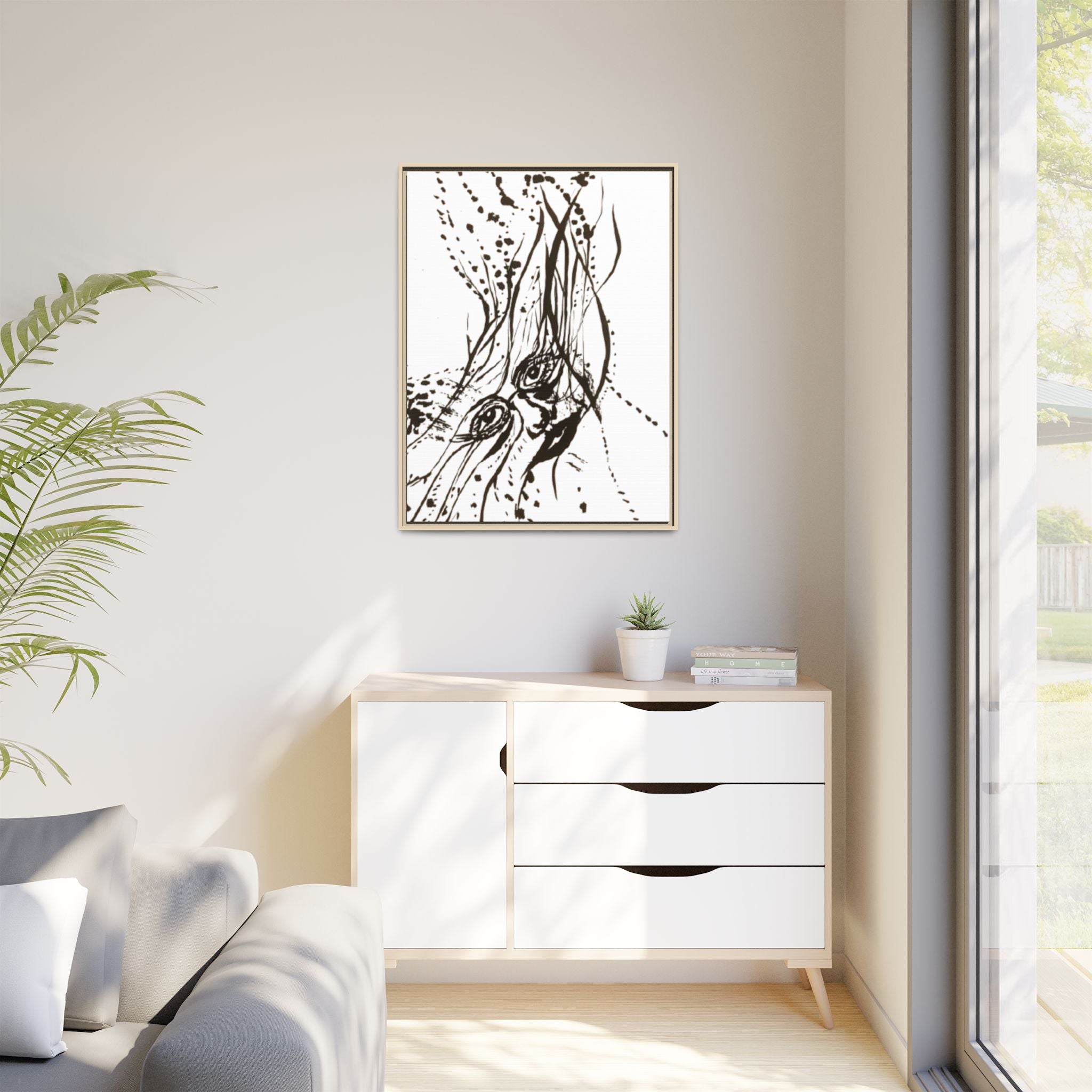 "The Ink Face" Framed Canvas Abstract Face Art Print