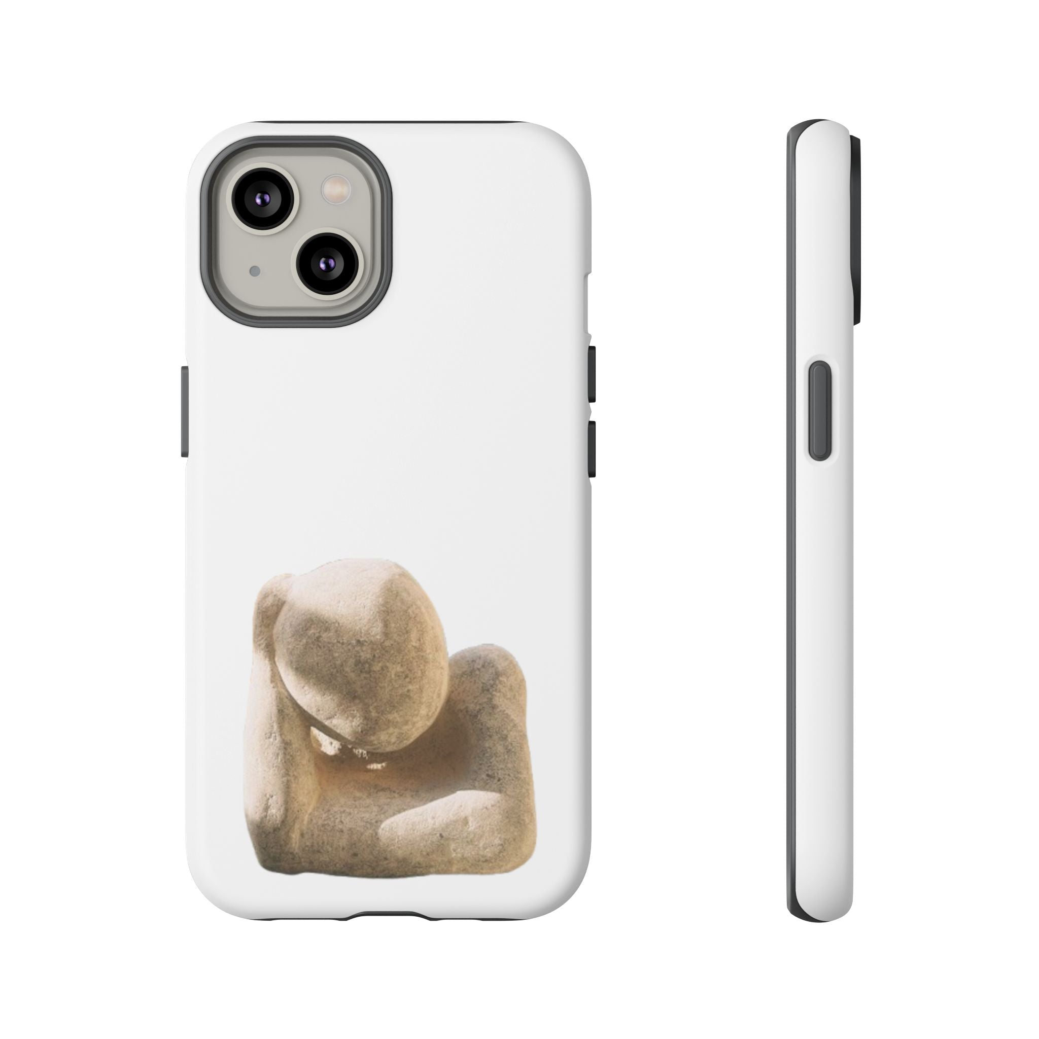 "Leaning Man" Phone Case — Minimalist Thoughtful Stone Sculpture Design