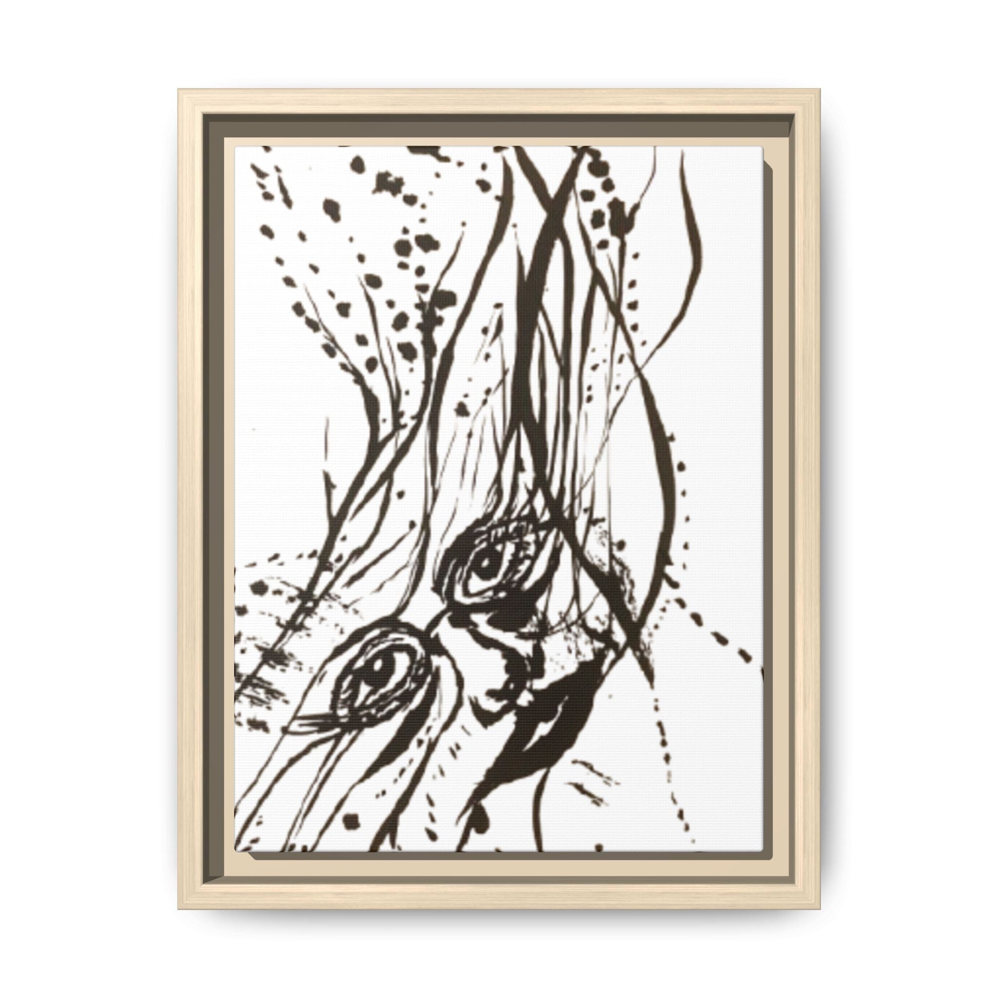 "The Ink Face" Framed Canvas Abstract Face Art Print