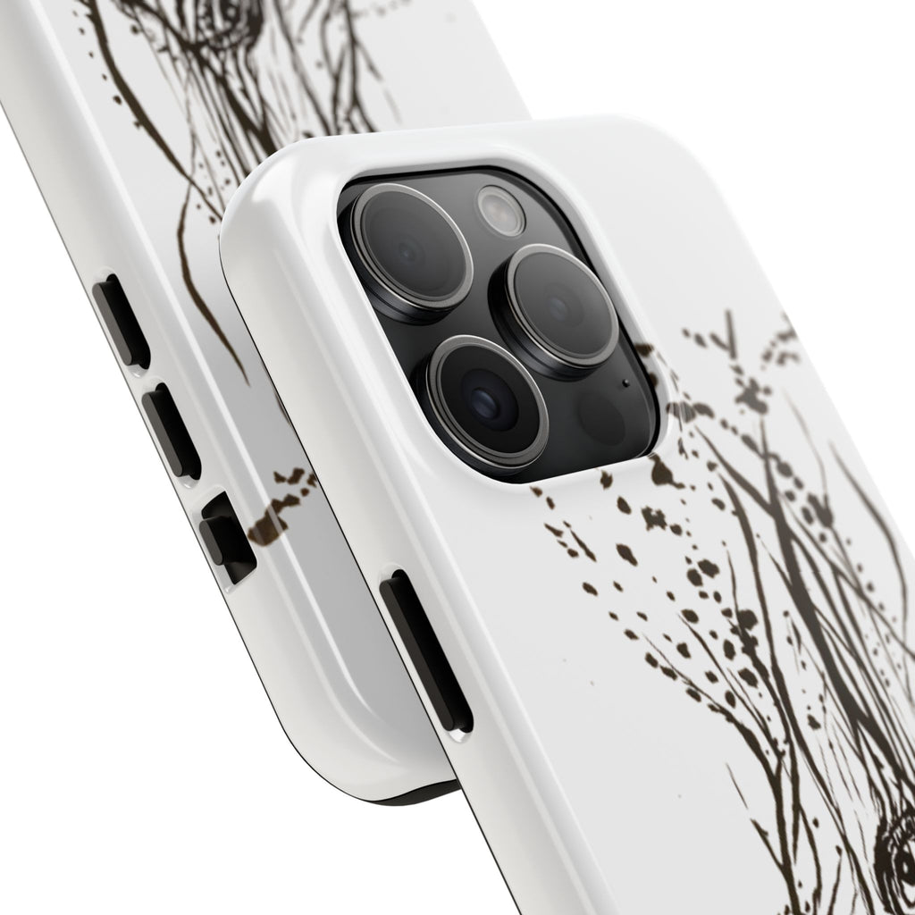 "Ink Face" Tough Phone Case — Abstract Ink Sketch Protective Cover