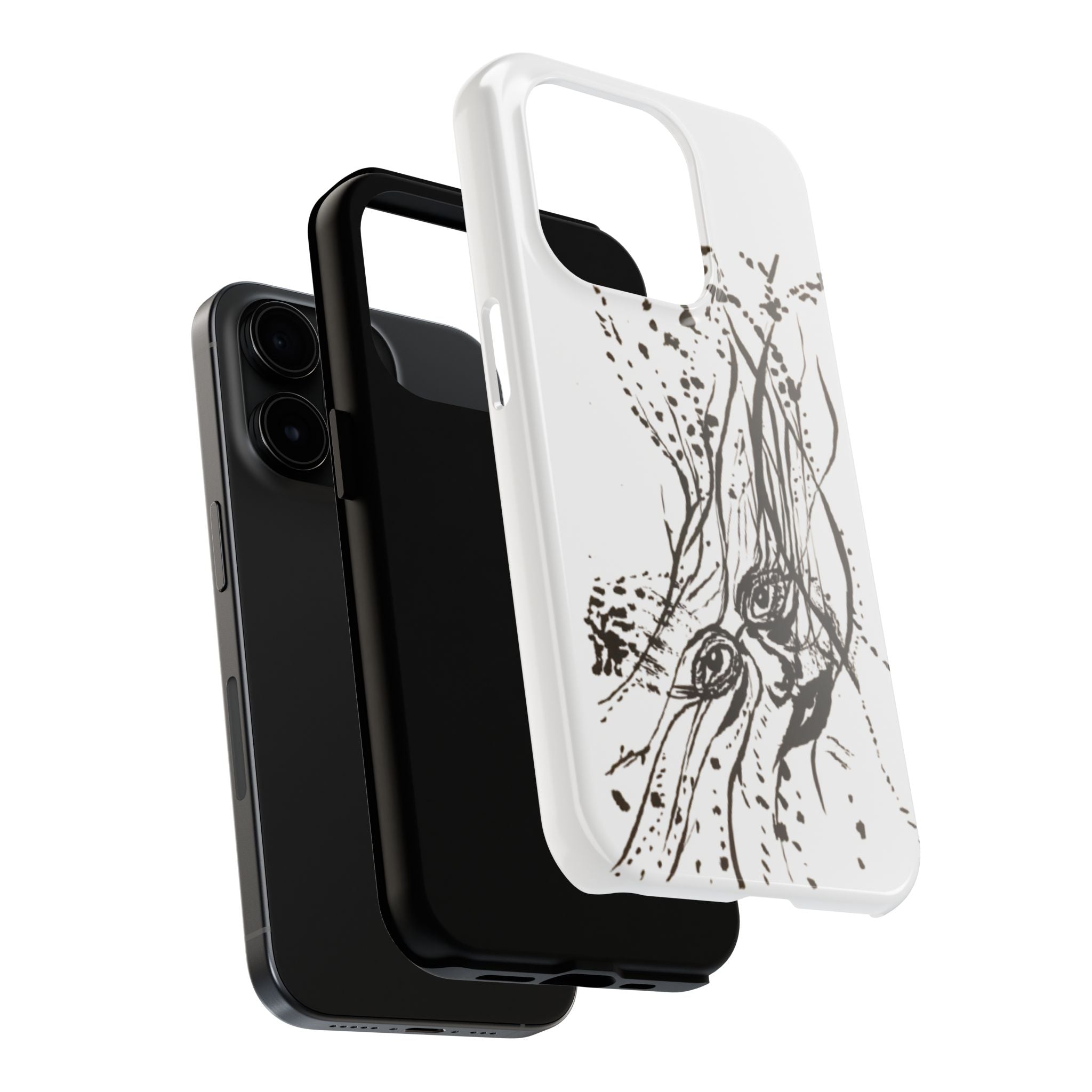 "Ink Face" Tough Phone Case — Abstract Ink Sketch Protective Cover