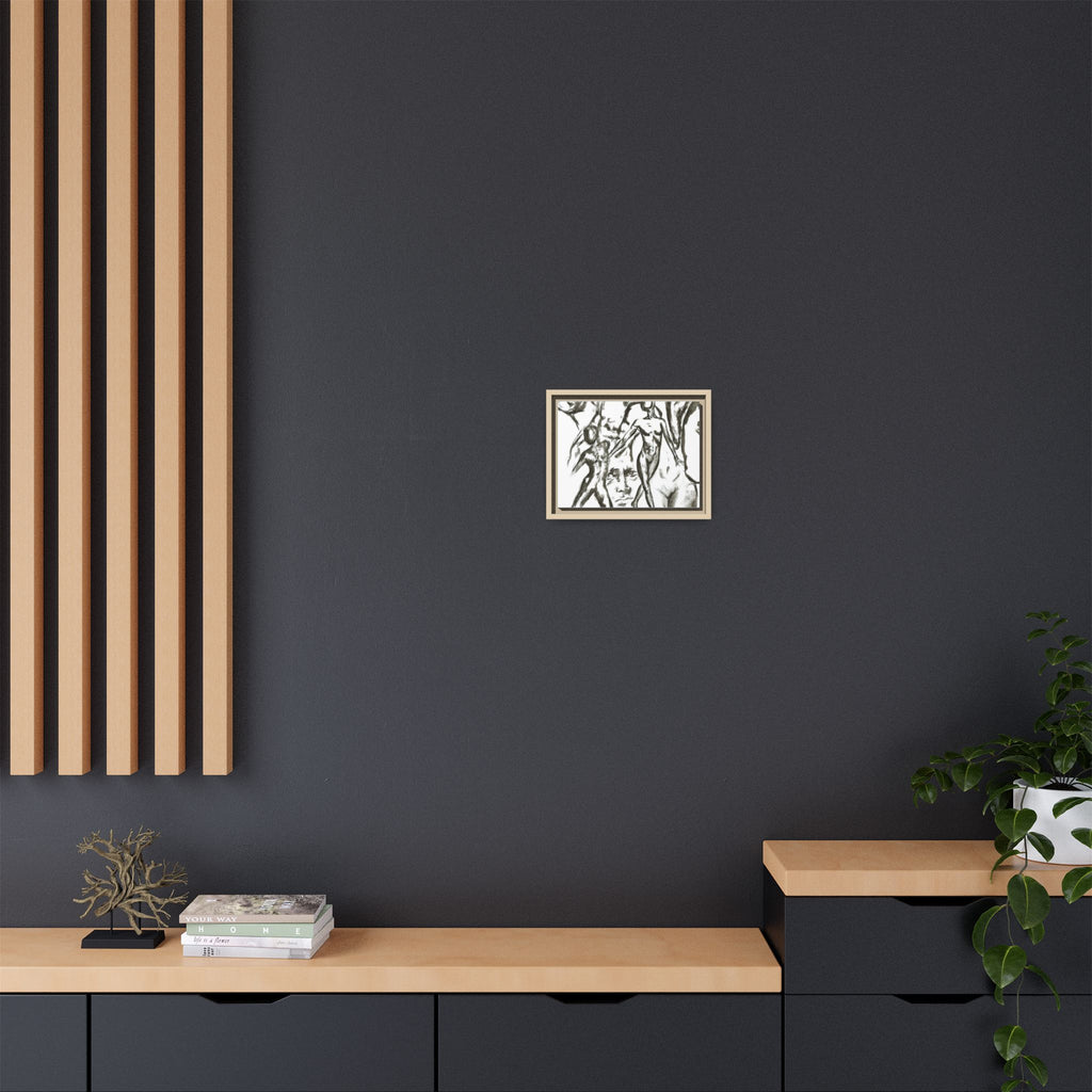 "The Figures" Abstract Matte Canvas Framed Wall Art