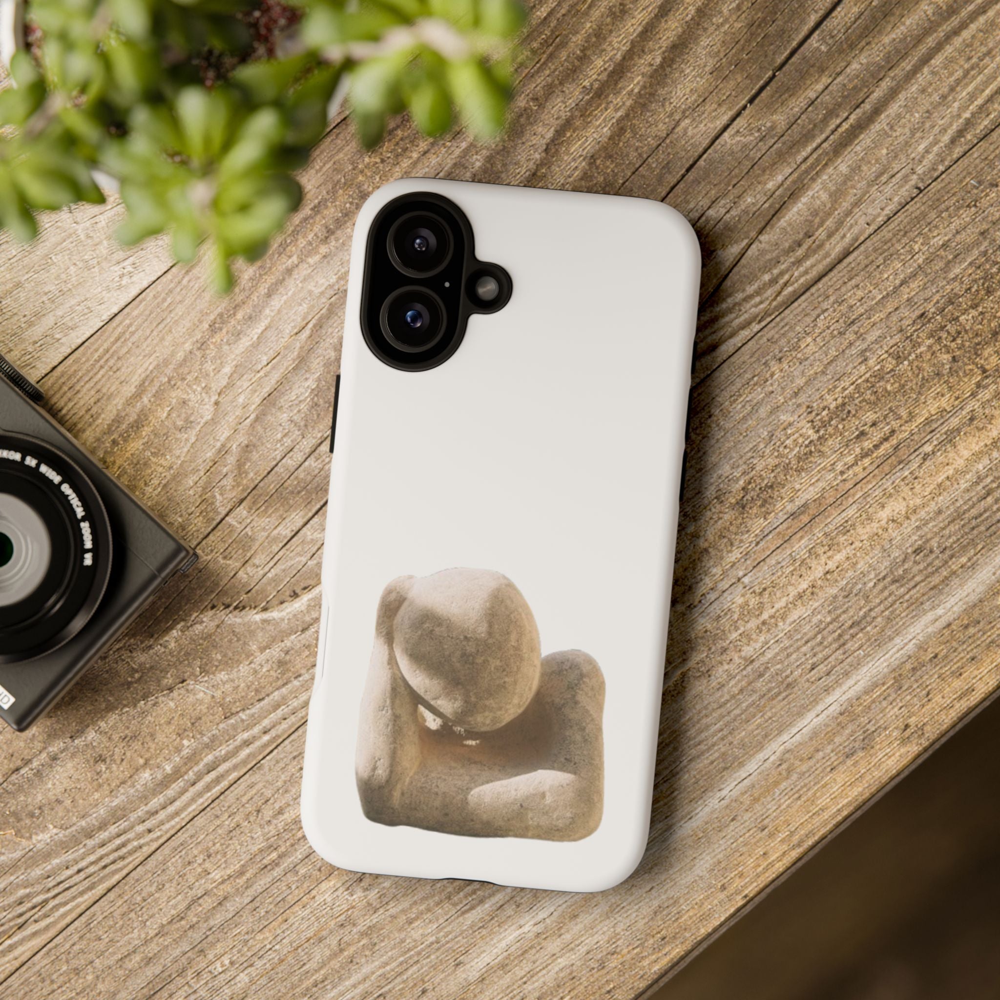 "Leaning Man" Phone Case — Minimalist Thoughtful Stone Sculpture Design