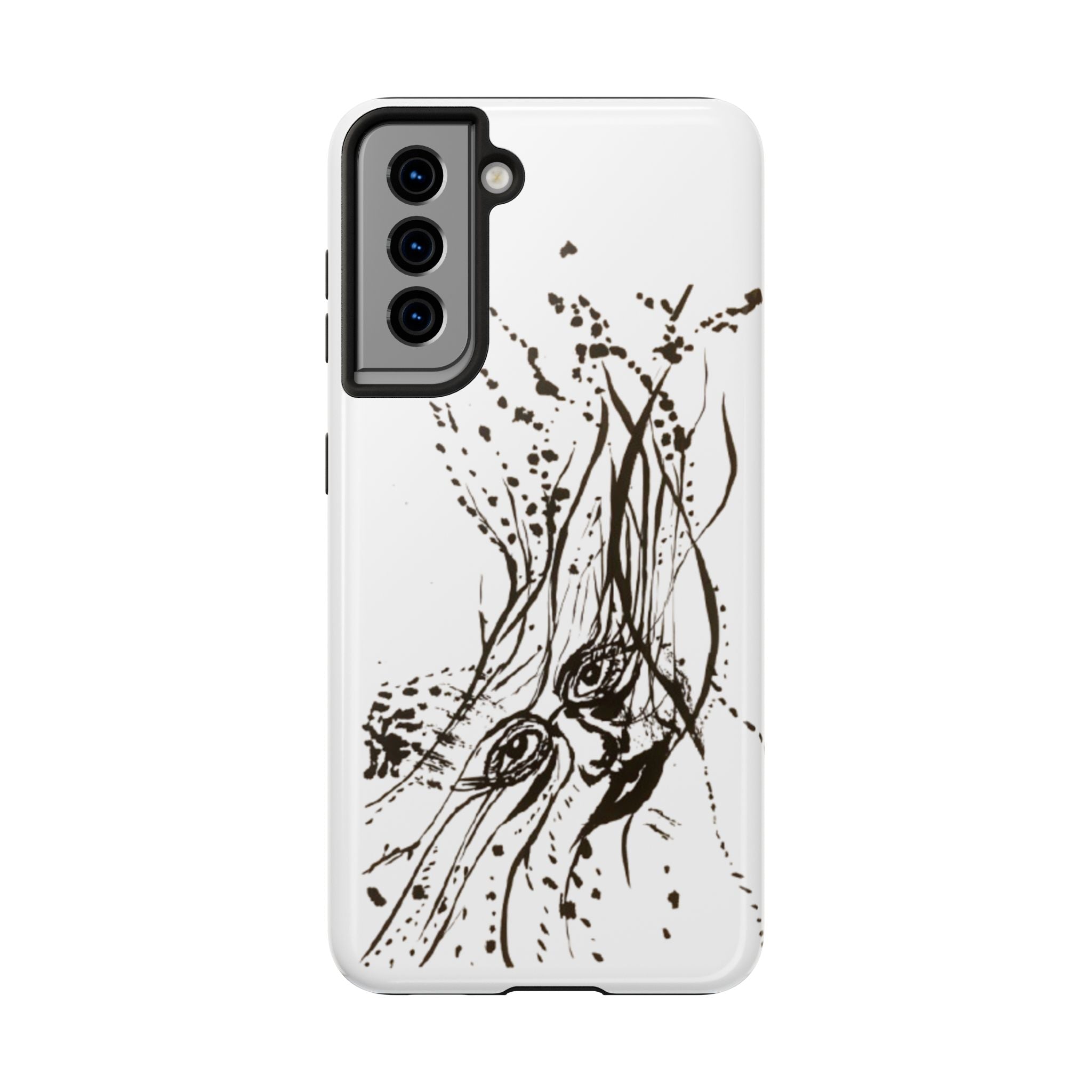 "Ink Face" Tough Phone Case — Abstract Ink Sketch Protective Cover