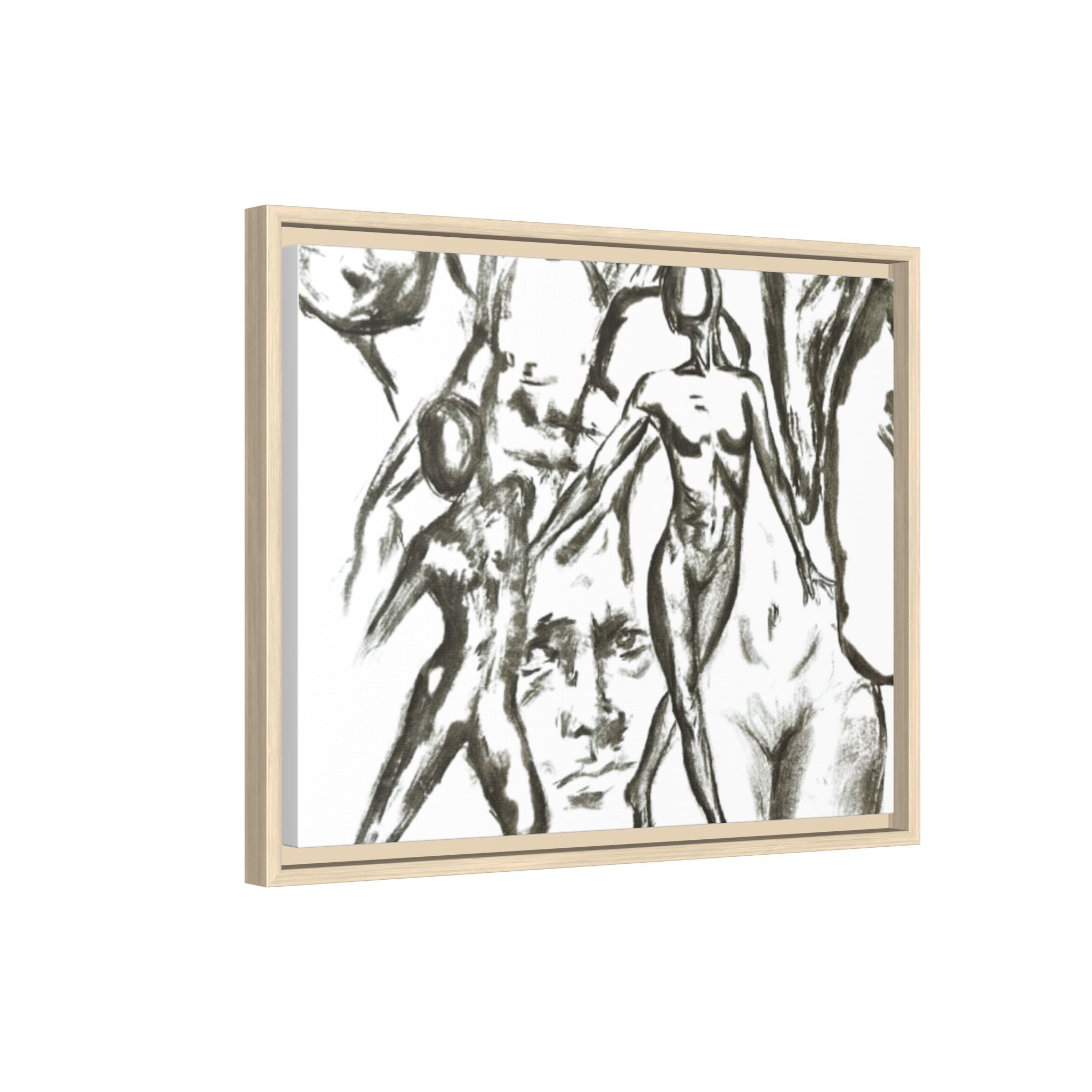 "The Figures" Abstract Matte Canvas Framed Wall Art