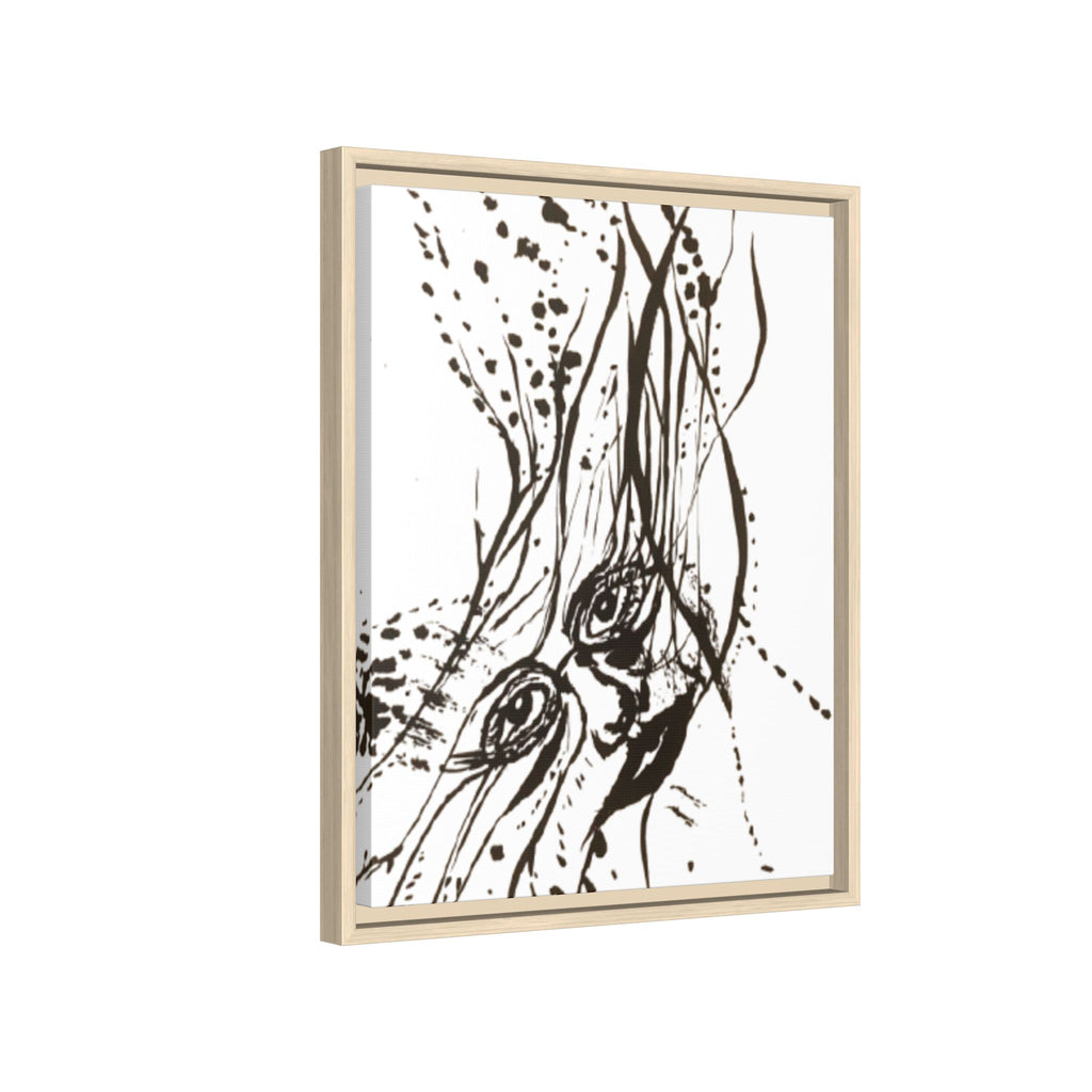 "The Ink Face" Framed Canvas Abstract Face Art Print