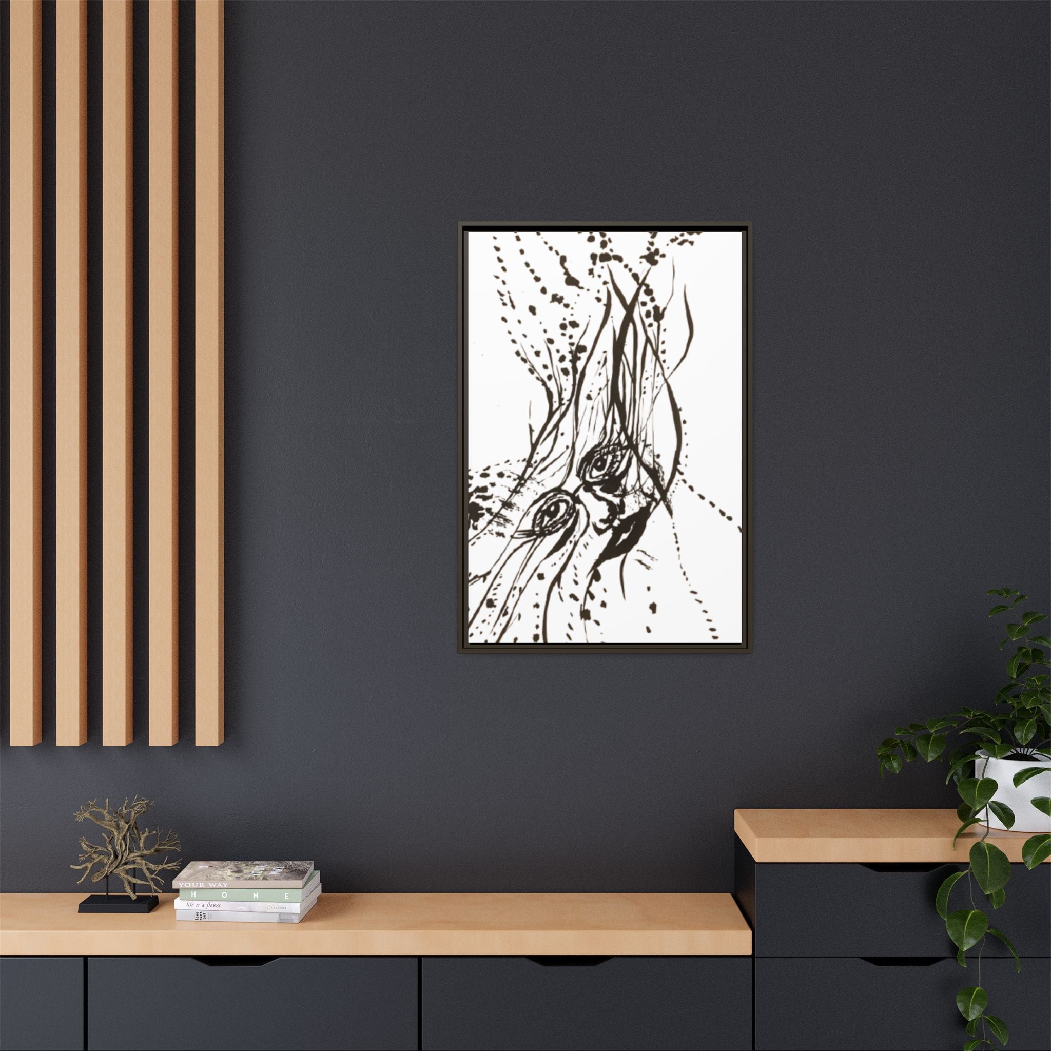 "The Ink Face" Framed Canvas Abstract Face Art Print