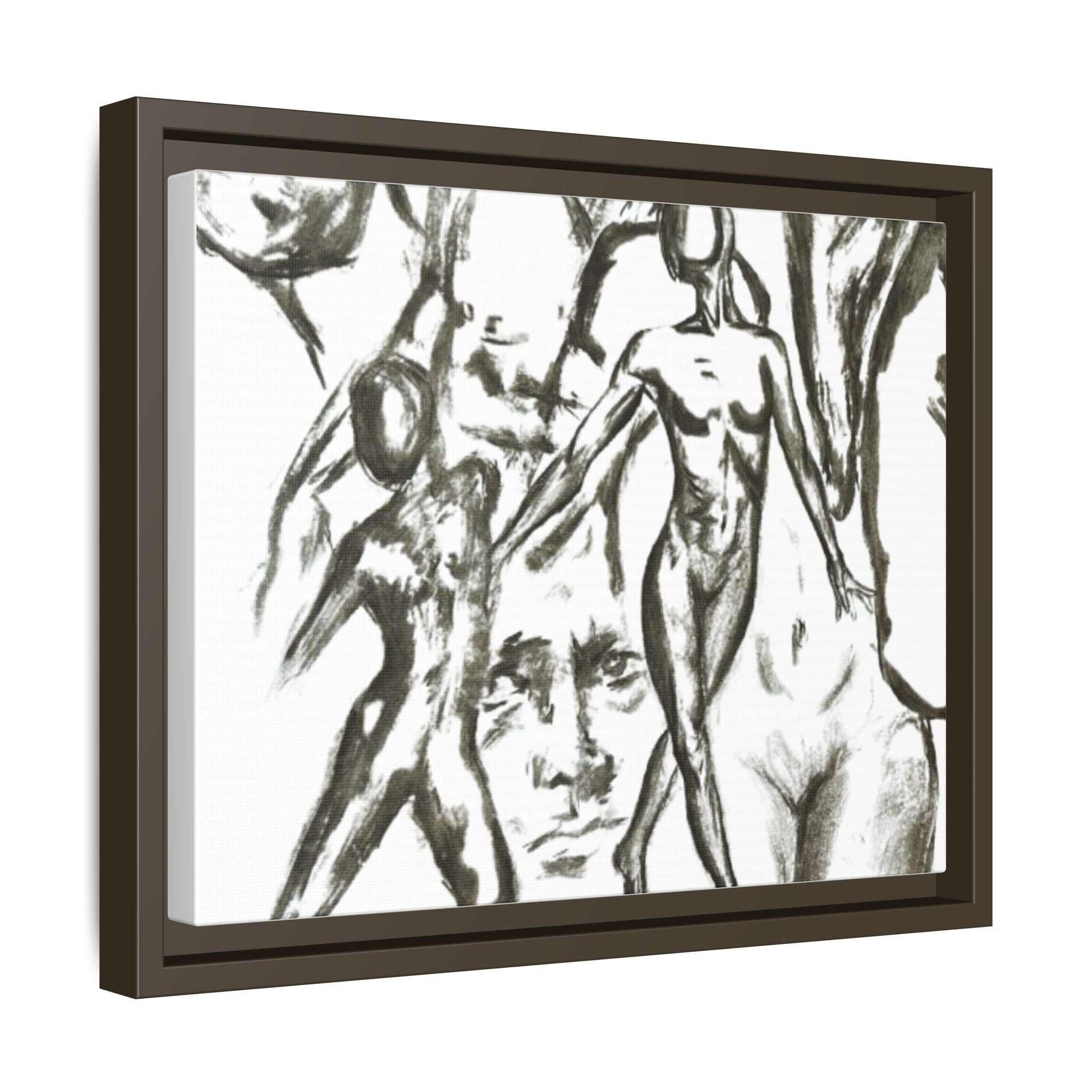 "The Figures" Abstract Matte Canvas Framed Wall Art