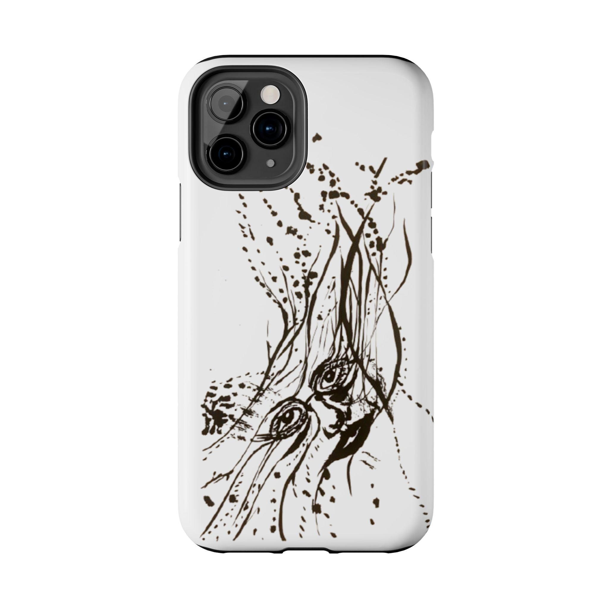 "Ink Face" Tough Phone Case — Abstract Ink Sketch Protective Cover