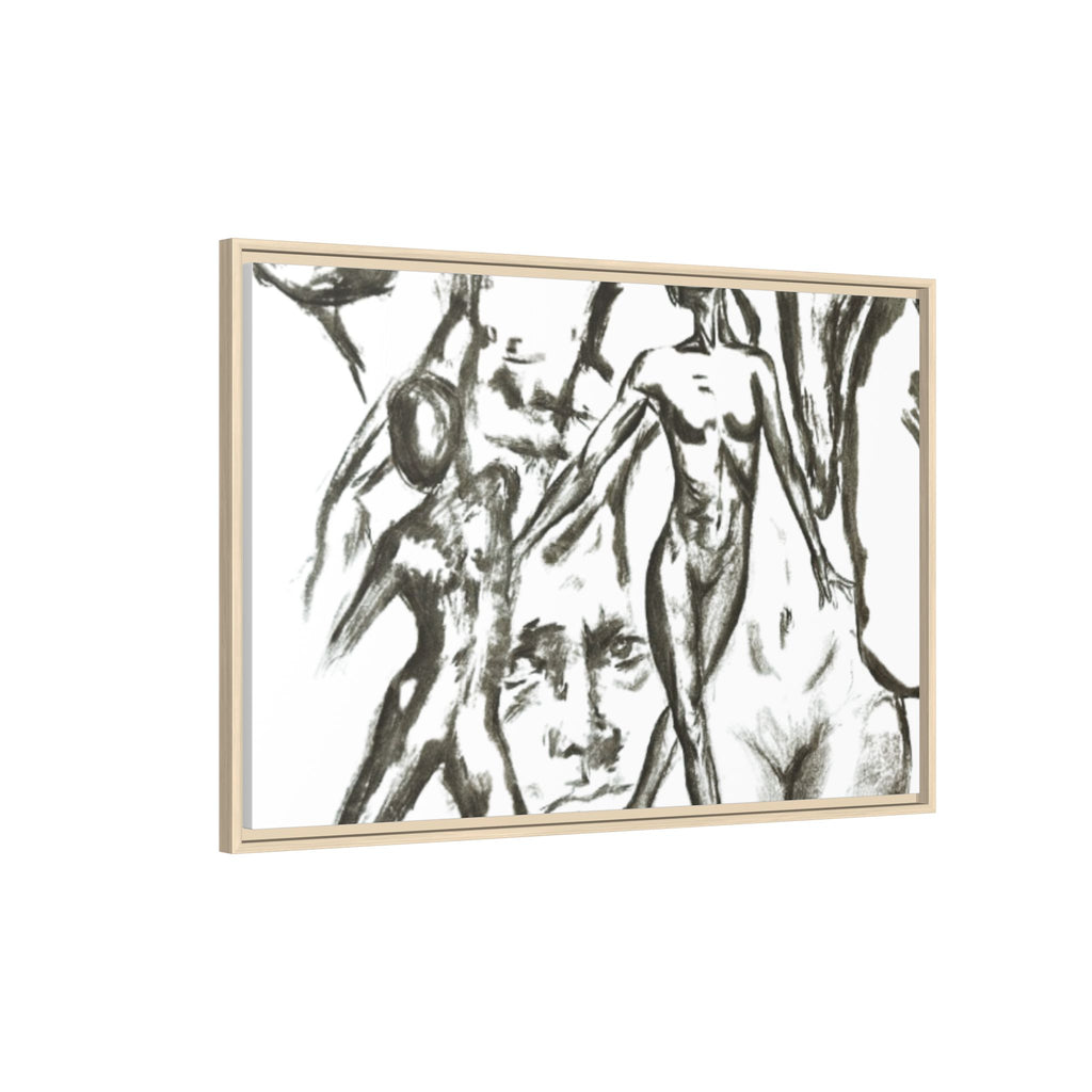 "The Figures" Abstract Matte Canvas Framed Wall Art