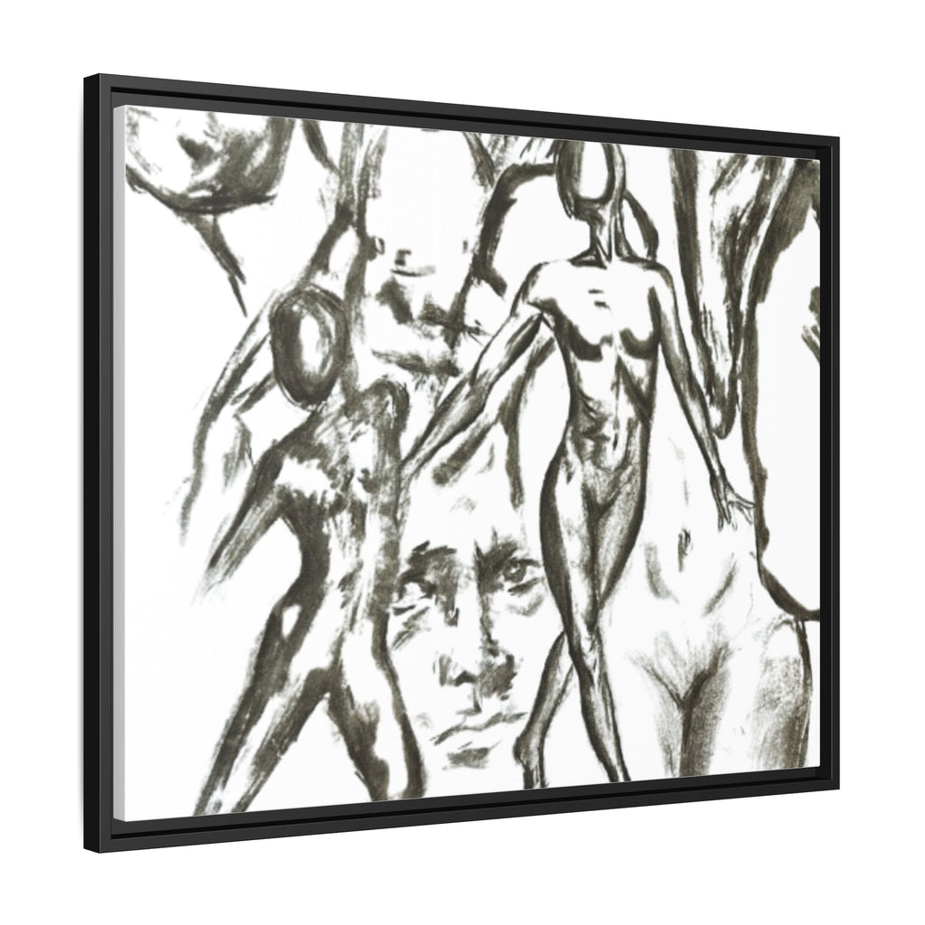 "The Figures" Abstract Matte Canvas Framed Wall Art