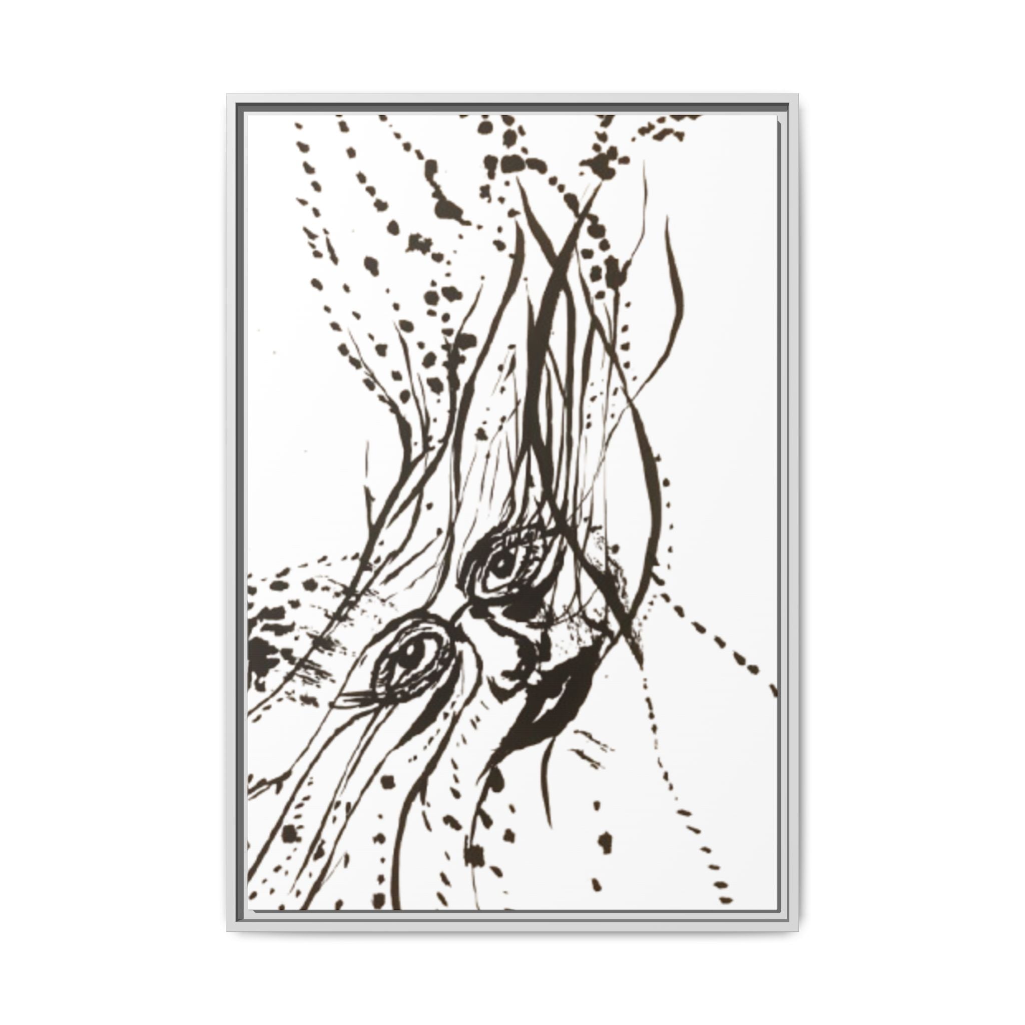 "The Ink Face" Framed Canvas Abstract Face Art Print