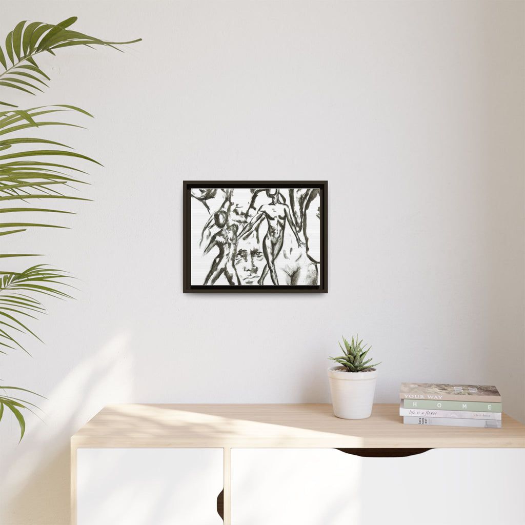 "The Figures" Abstract Matte Canvas Framed Wall Art