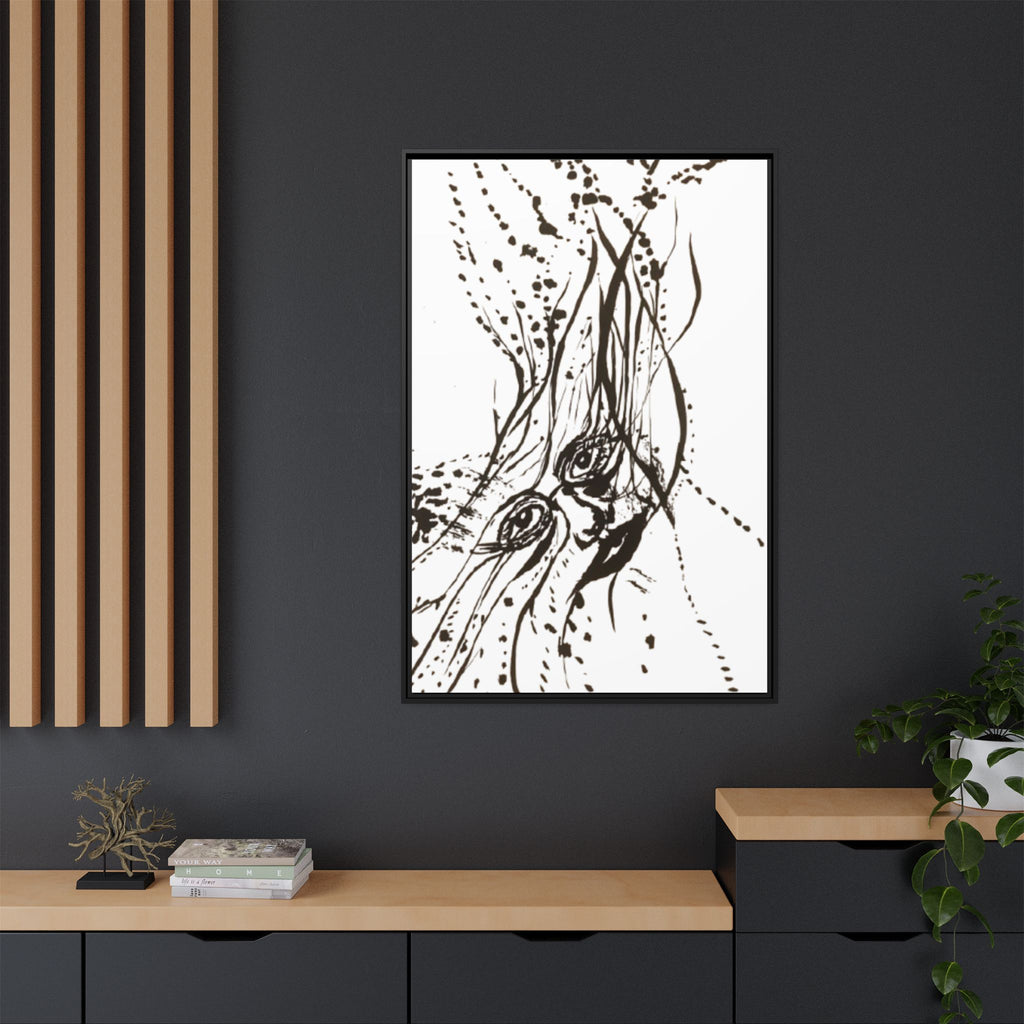 "The Ink Face" Framed Canvas Abstract Face Art Print