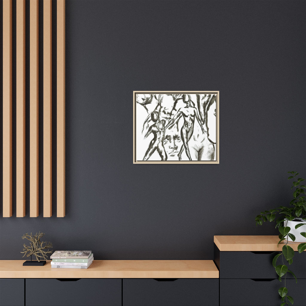 "The Figures" Abstract Matte Canvas Framed Wall Art