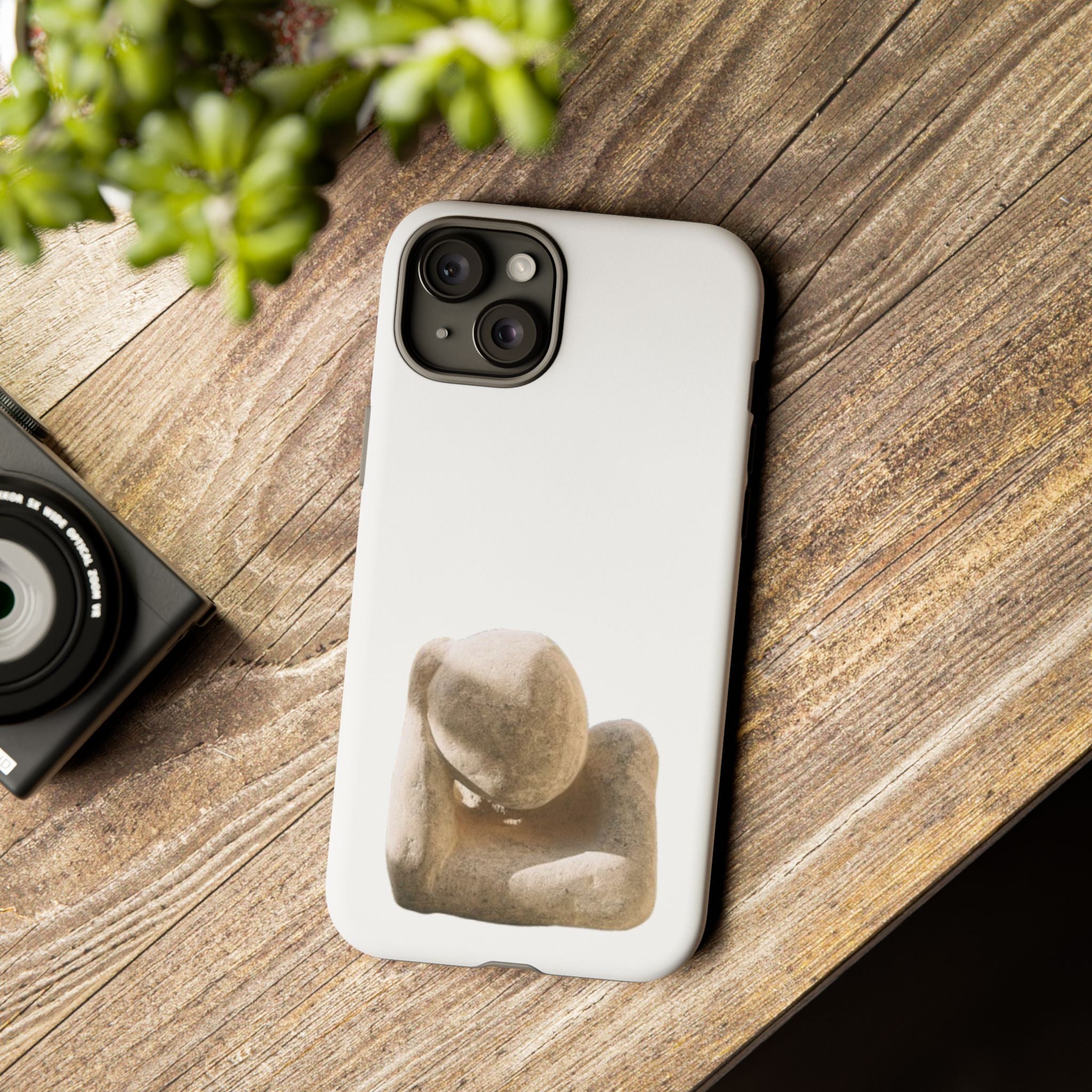 "Leaning Man" Phone Case — Minimalist Thoughtful Stone Sculpture Design