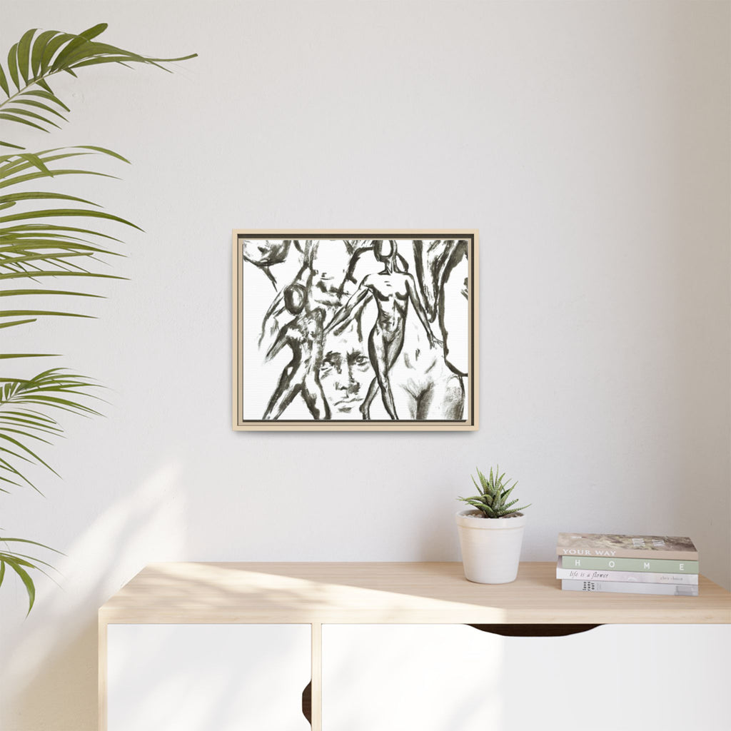 "The Figures" Abstract Matte Canvas Framed Wall Art