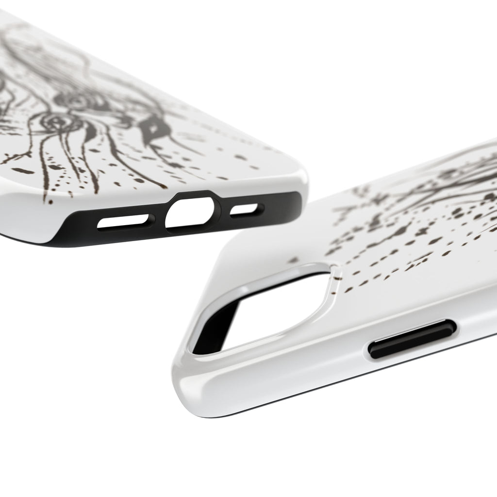 "Ink Face" Tough Phone Case — Abstract Ink Sketch Protective Cover