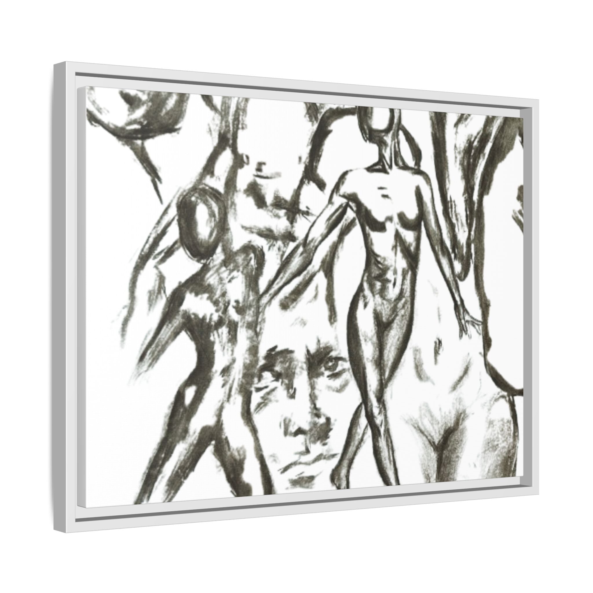 "The Figures" Abstract Matte Canvas Framed Wall Art