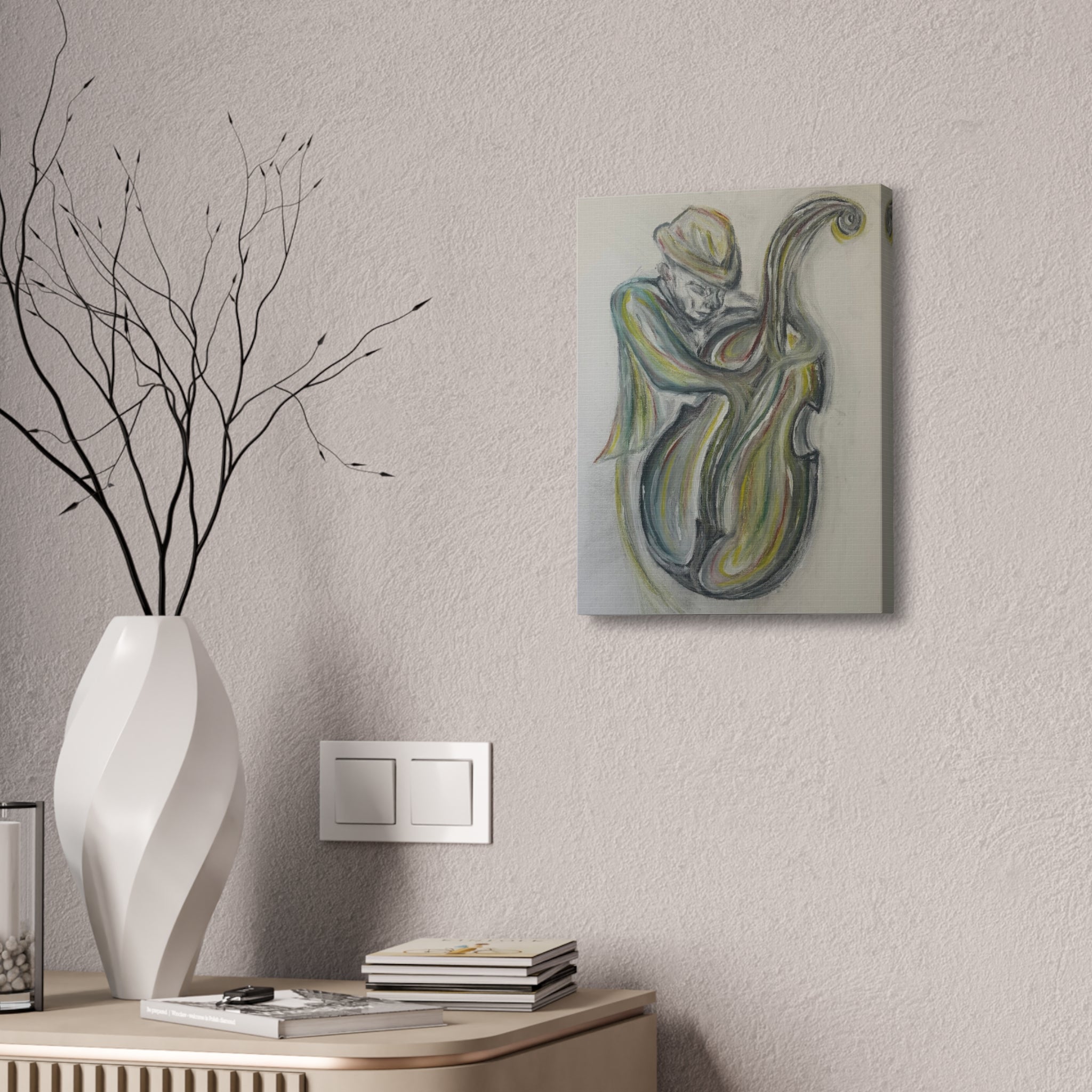 "The Jazz Player" Hand-Drawn Art Canvas