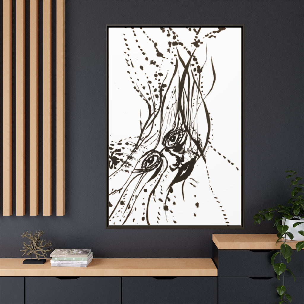 "The Ink Face" Framed Canvas Abstract Face Art Print