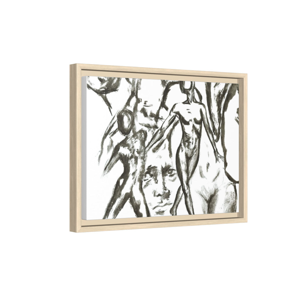 "The Figures" Abstract Matte Canvas Framed Wall Art