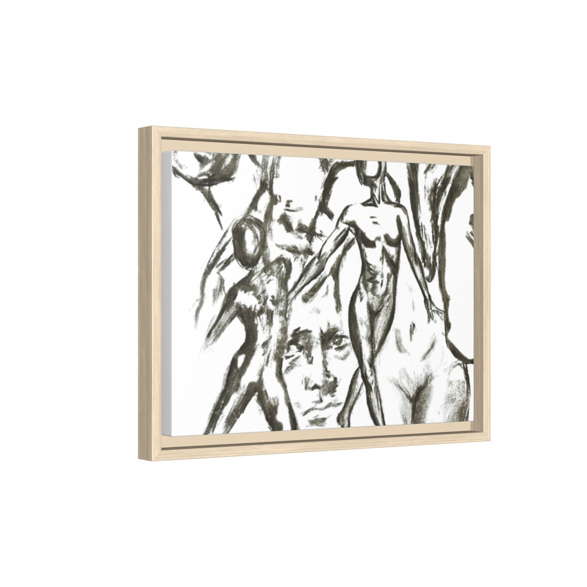 "The Figures" Abstract Matte Canvas Framed Wall Art