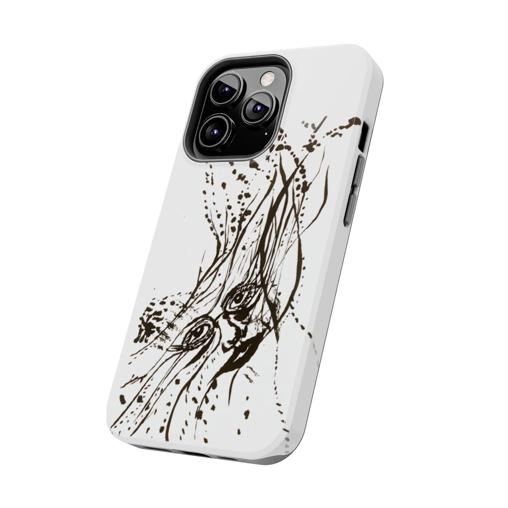 "Ink Face" Tough Phone Case — Abstract Ink Sketch Protective Cover