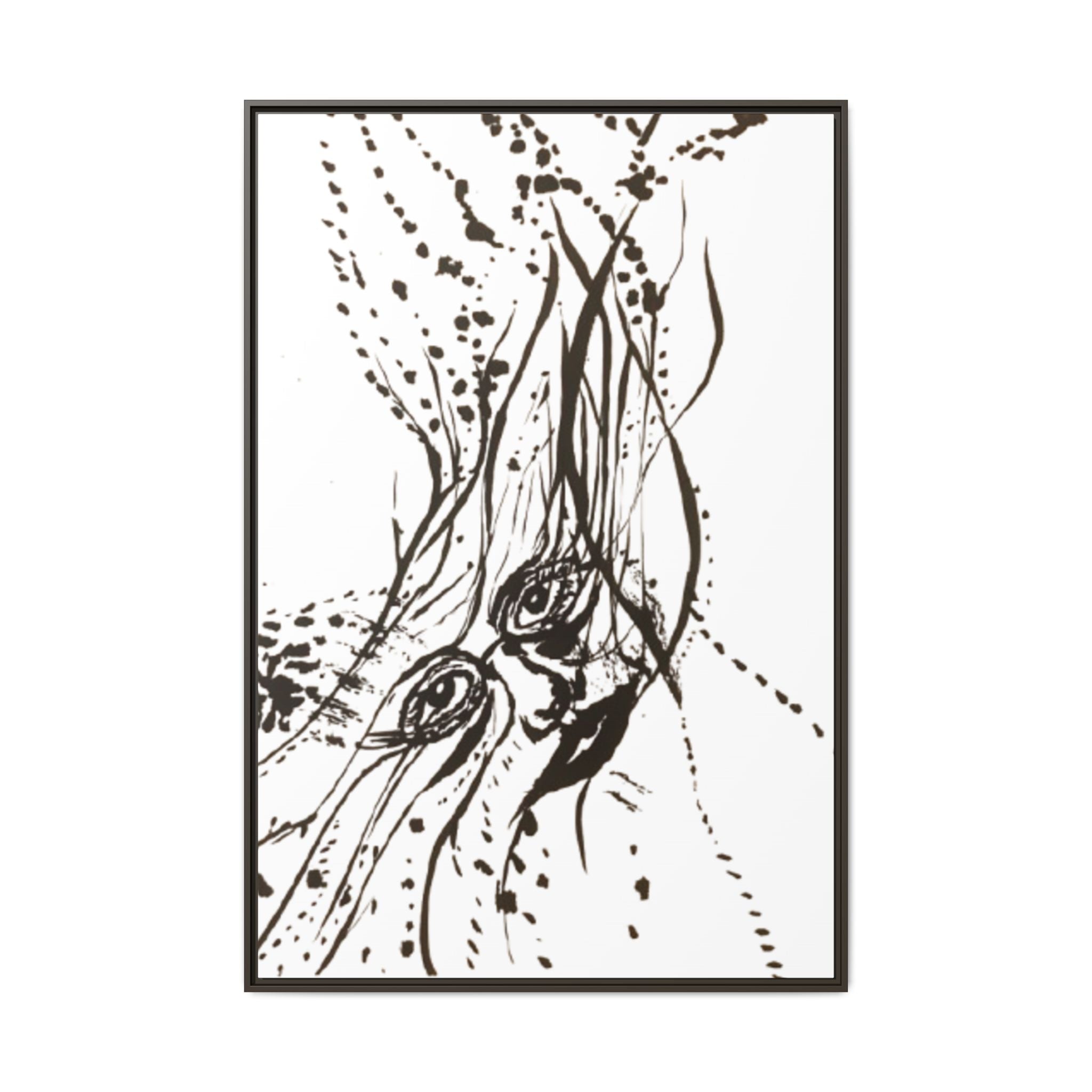 "The Ink Face" Framed Canvas Abstract Face Art Print