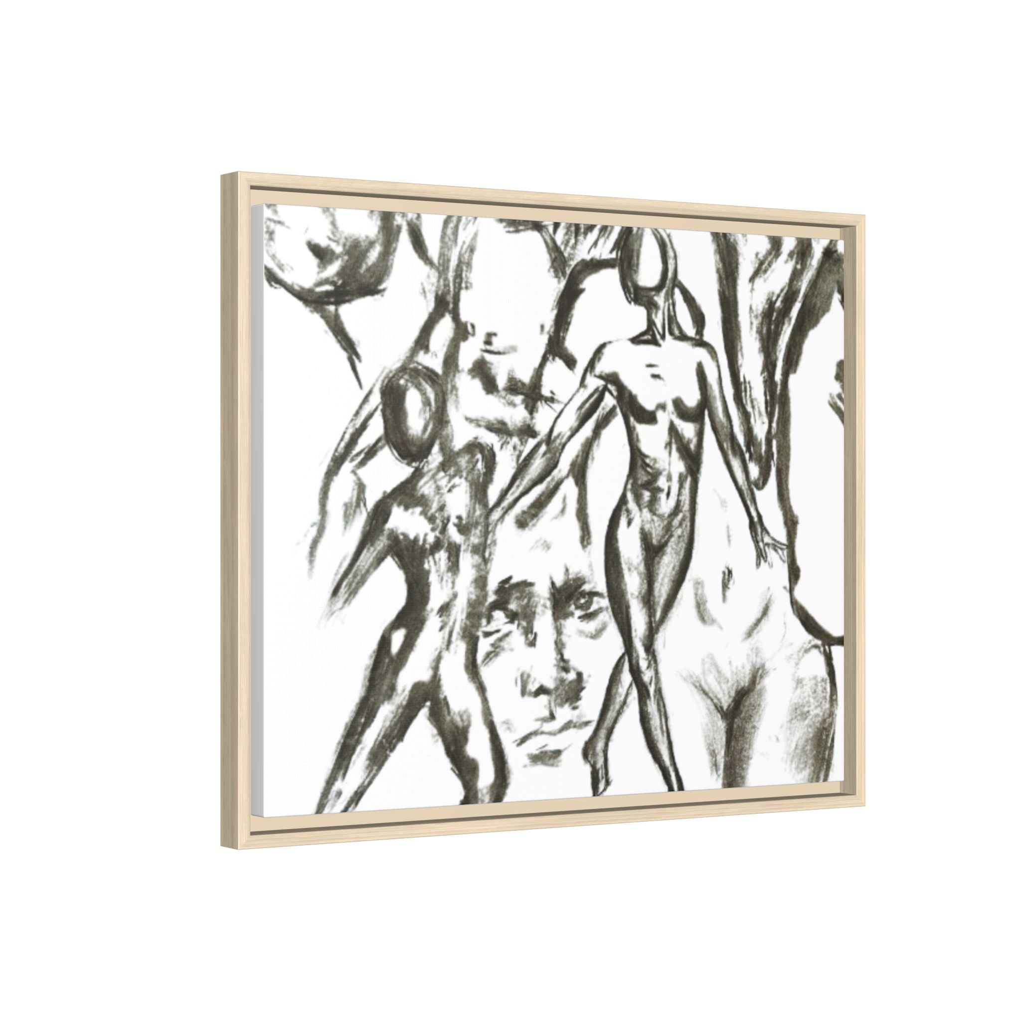 "The Figures" Abstract Matte Canvas Framed Wall Art