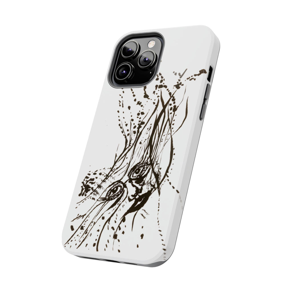 "Ink Face" Tough Phone Case — Abstract Ink Sketch Protective Cover