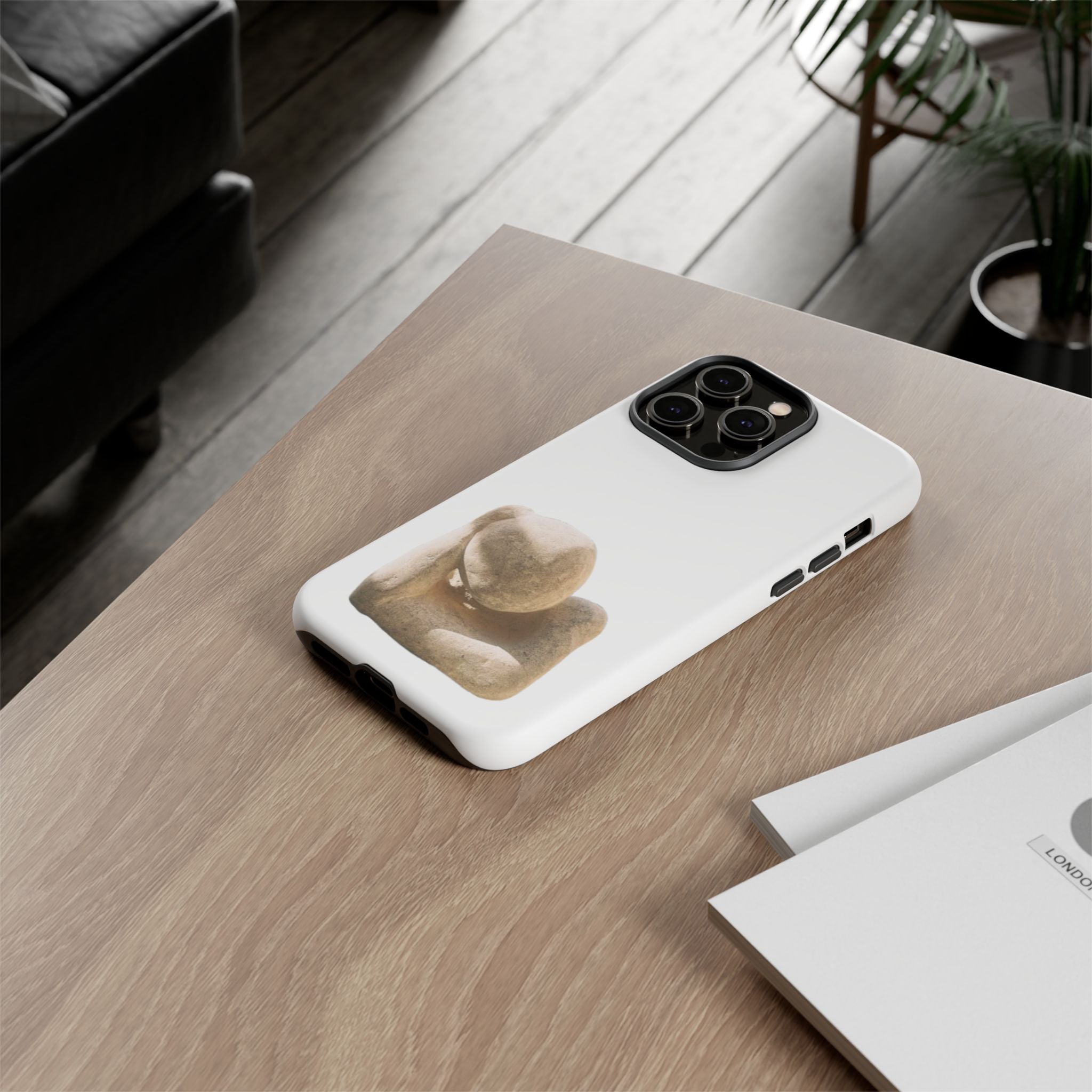 "Leaning Man" Phone Case — Minimalist Thoughtful Stone Sculpture Design