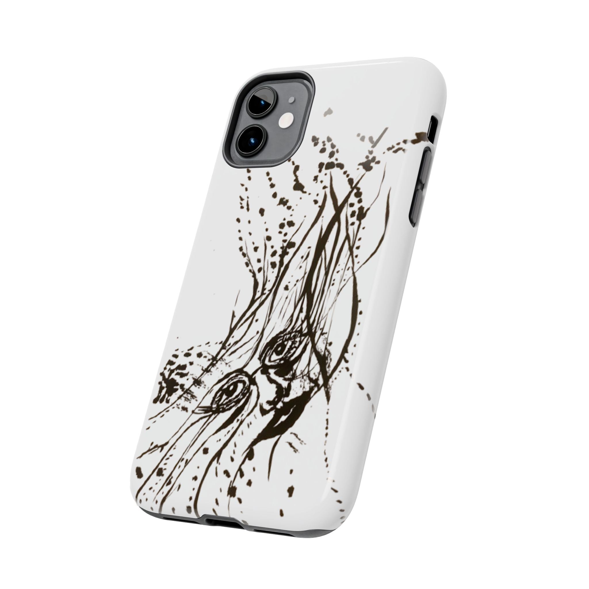"Ink Face" Tough Phone Case — Abstract Ink Sketch Protective Cover