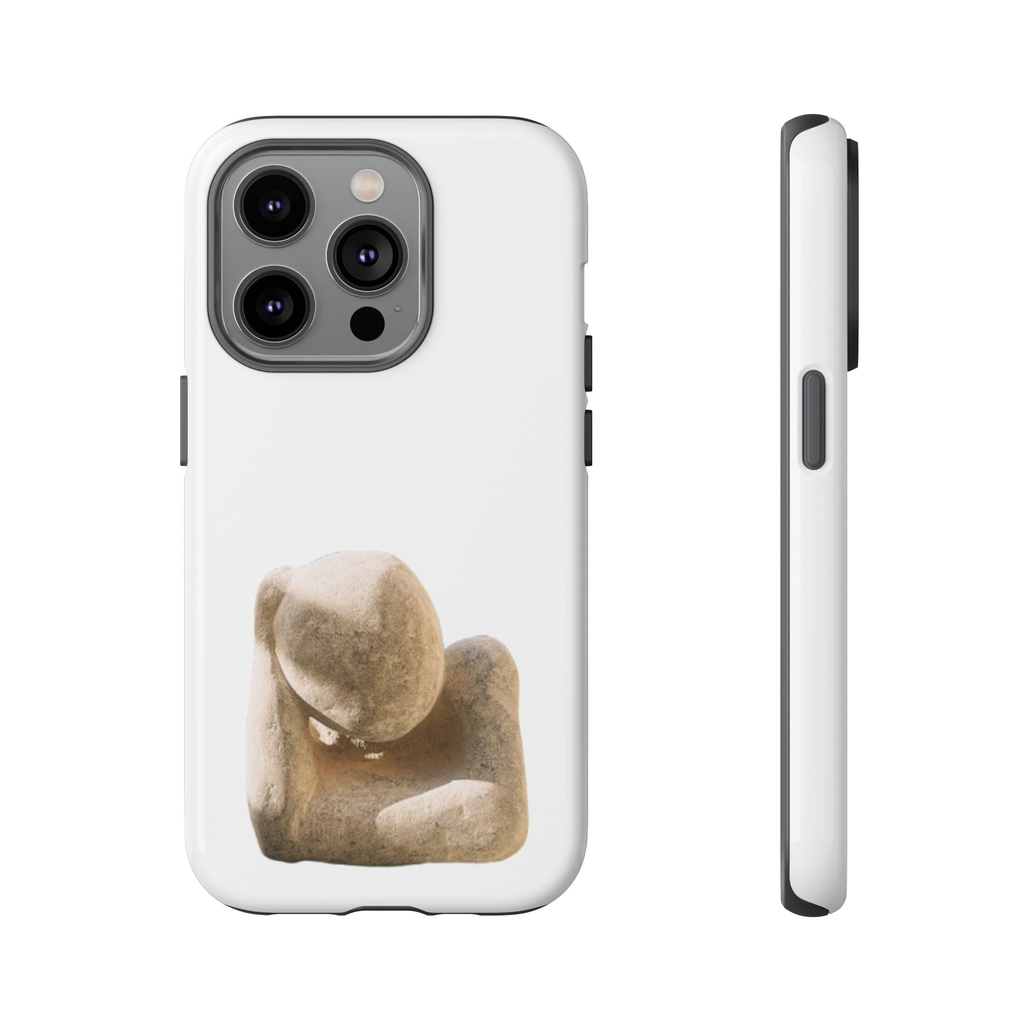 "Leaning Man" Phone Case — Minimalist Thoughtful Stone Sculpture Design