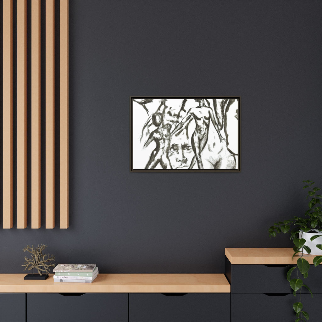 "The Figures" Abstract Matte Canvas Framed Wall Art