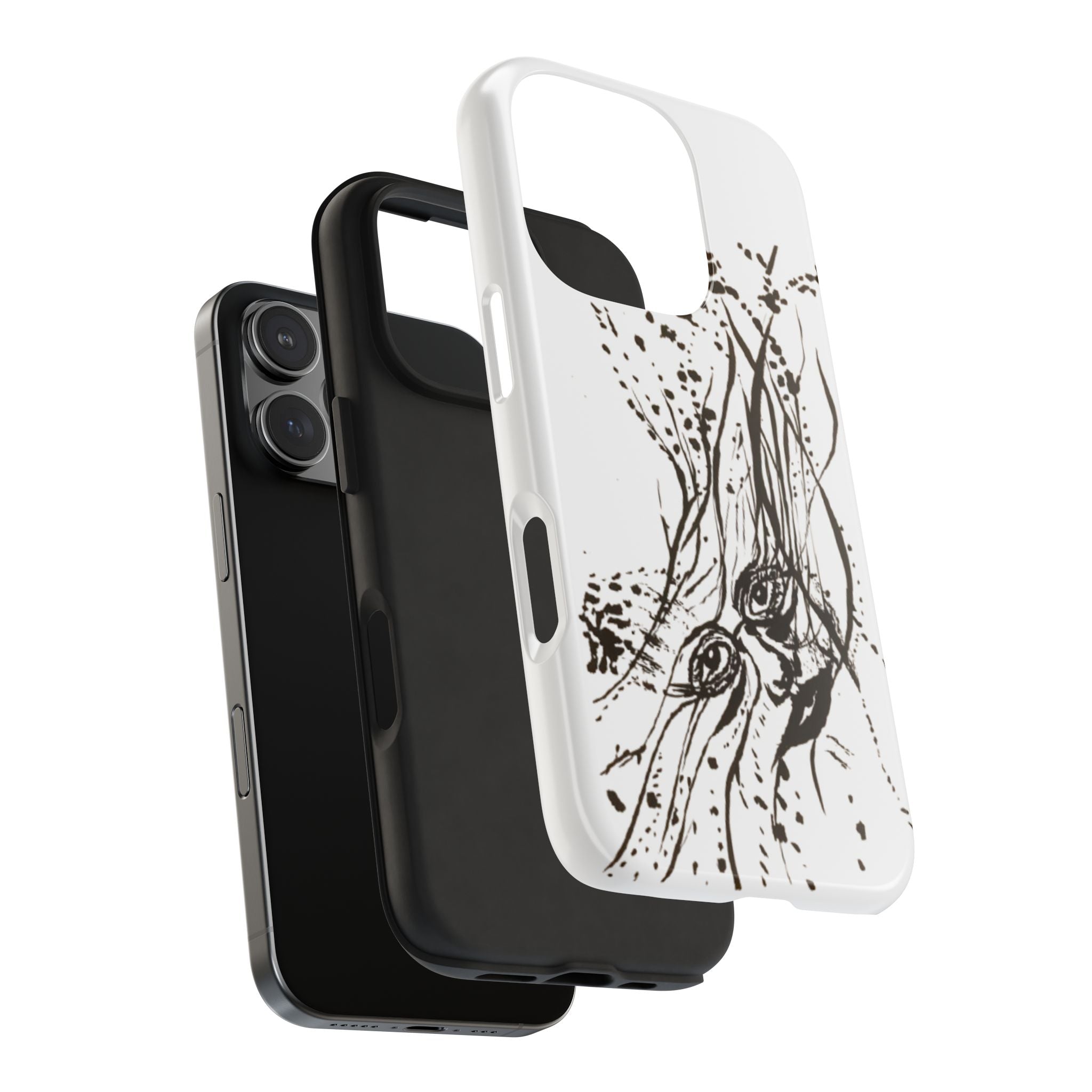 "Ink Face" Tough Phone Case — Abstract Ink Sketch Protective Cover