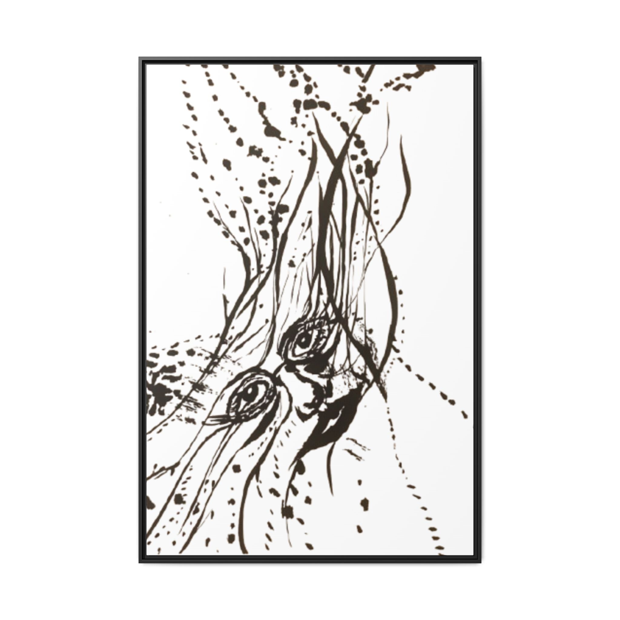 "The Ink Face" Framed Canvas Abstract Face Art Print